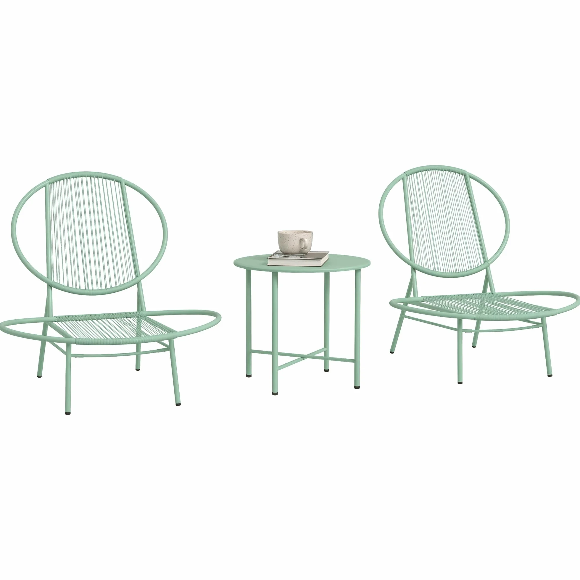 Outsunny Bistro Set 3 pièces en acier résistant aux intempéries meubles de jardin table de bistrot chaises ergonomiques