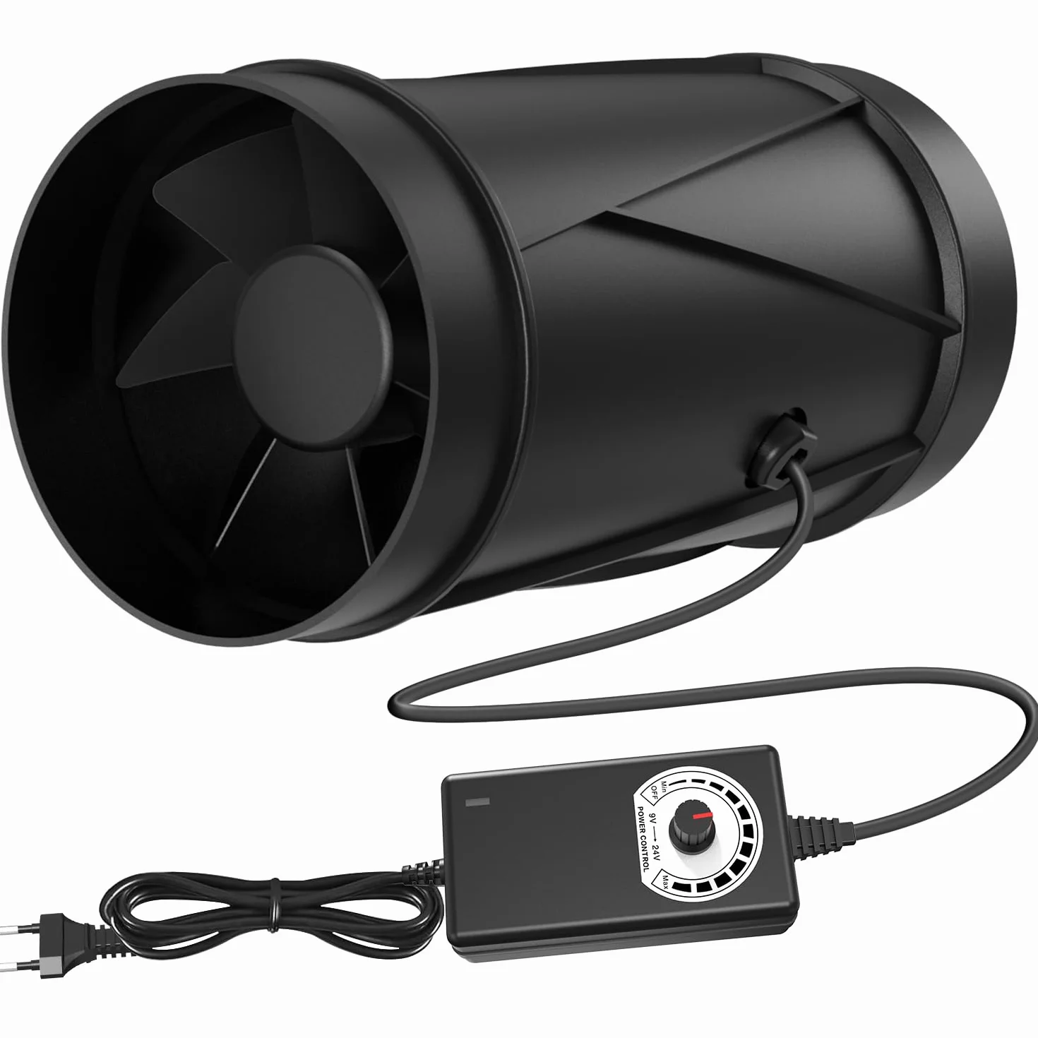 Ventilateur Extracteur d'air 100mm 7W 221 m³/h Contrôleur de Vitesse Variable pour Caves Garages Tente de Culture