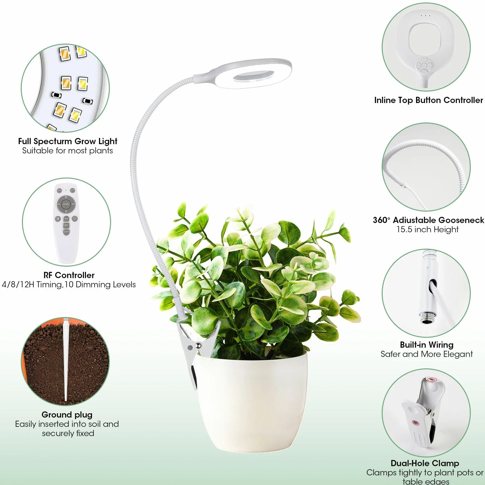 Lampe Horticole LED Spectre Complet 10W 56 LED Grow Light pour Plantes Intérieur