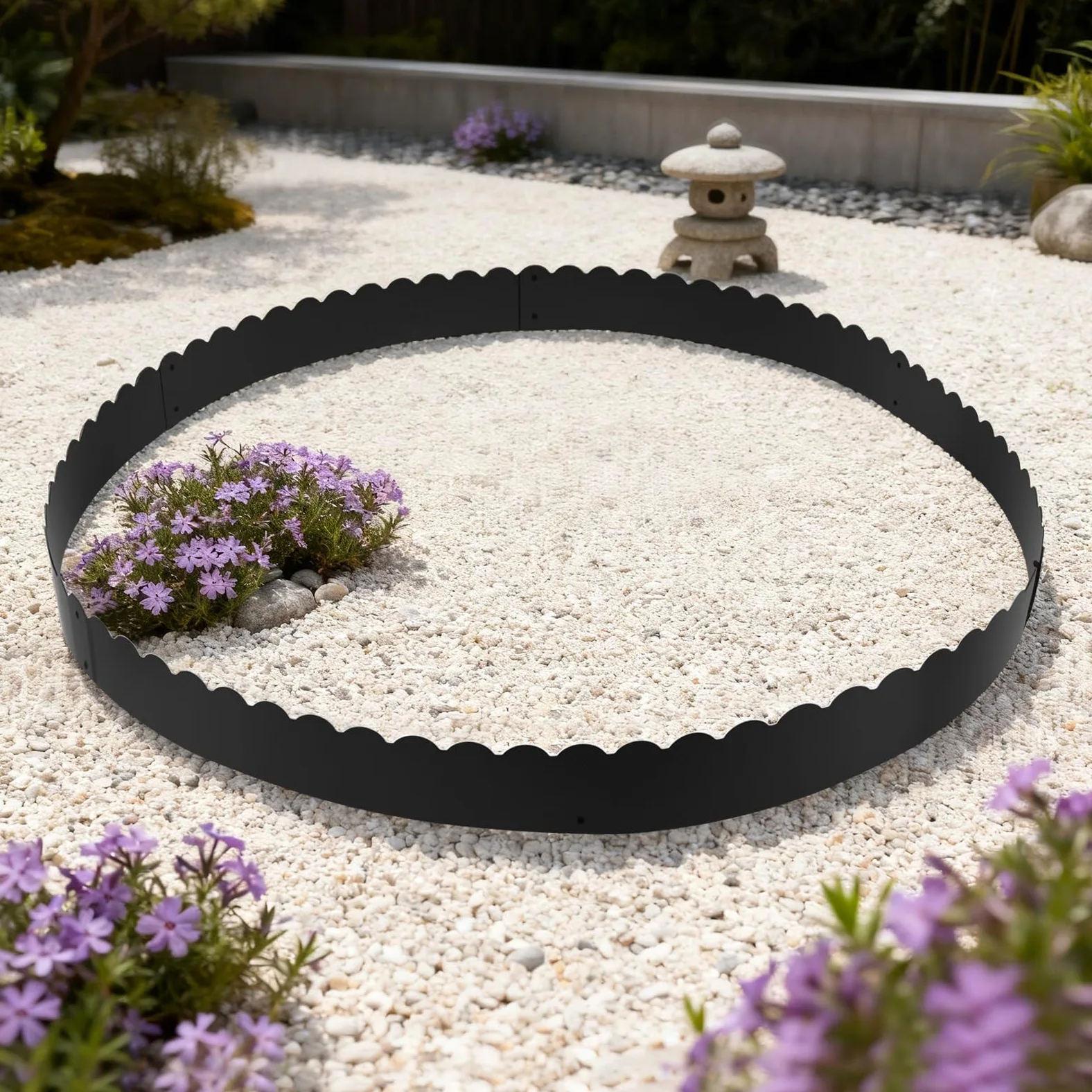 Lot de 6 bordures de pelouse en métal - Bordure de jardin - Barrière contre les mauvaises herbes - Résistant aux intempéries et flexible - Pour parterres et chemins - Noir