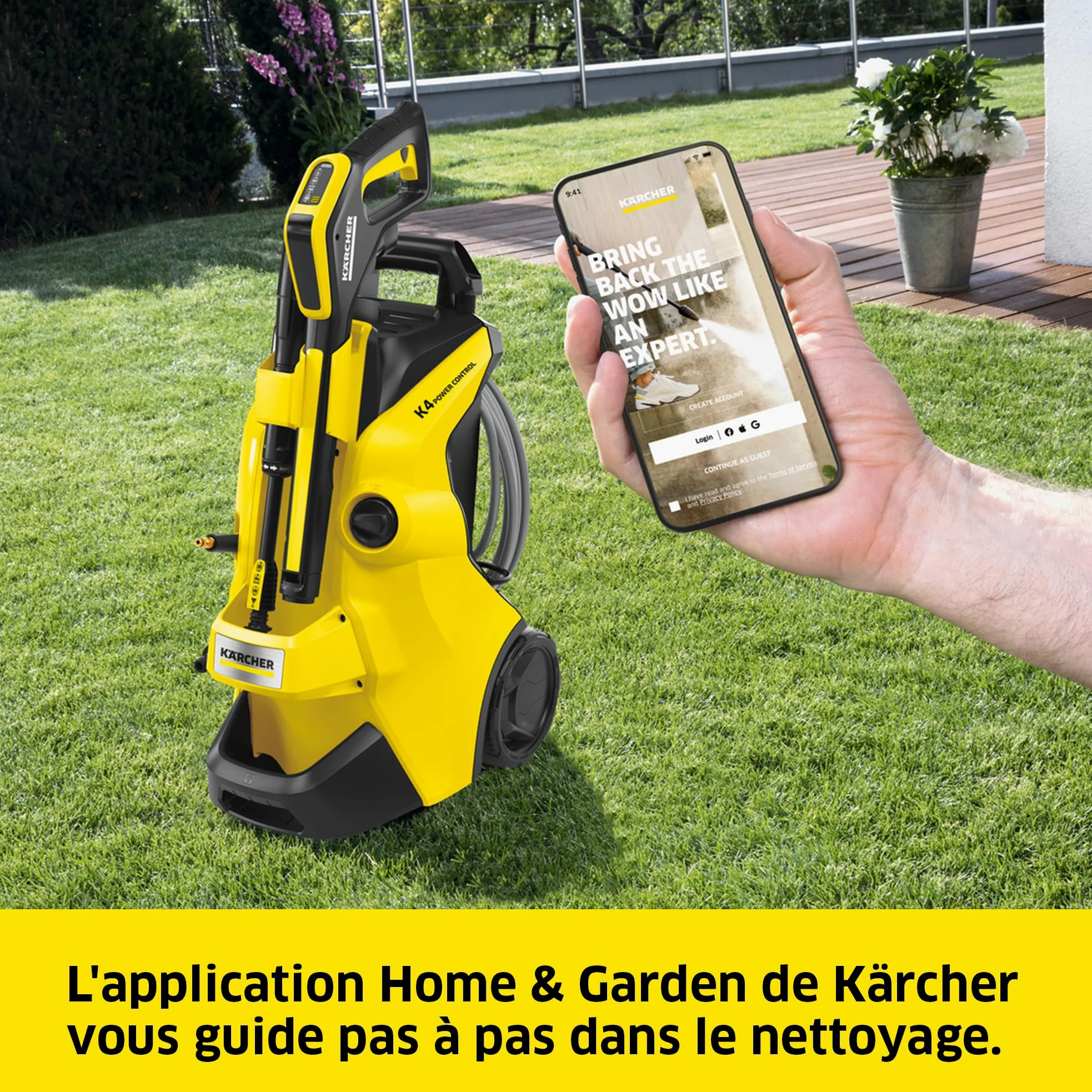 Kärcher Nettoyeur Haute Pression K 4 Power Control Flex Home, Pression : max. 130 bar, Débit : 420 l/h, Surface : 30 m²/h, Poids : 11,5 kg, Pistolet Haute Pression, Rotabuse, Lance, Home Kit