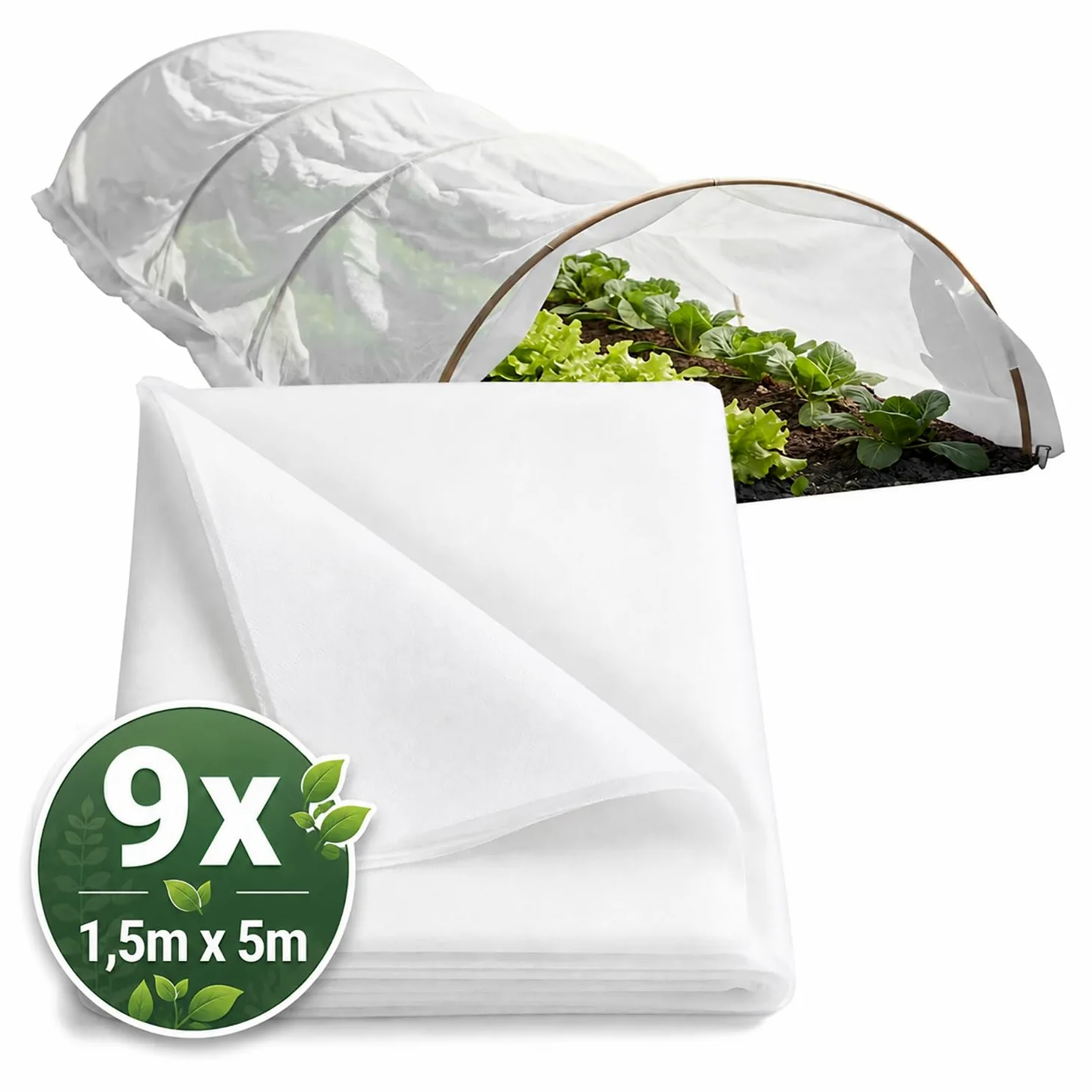 com-four® Voile d'hivernage 67,5 m² pour Plantes, 9X Protection antigel | couverture de jardin pour potager et carré surélevé - textile découpable pour fleurs et DIY