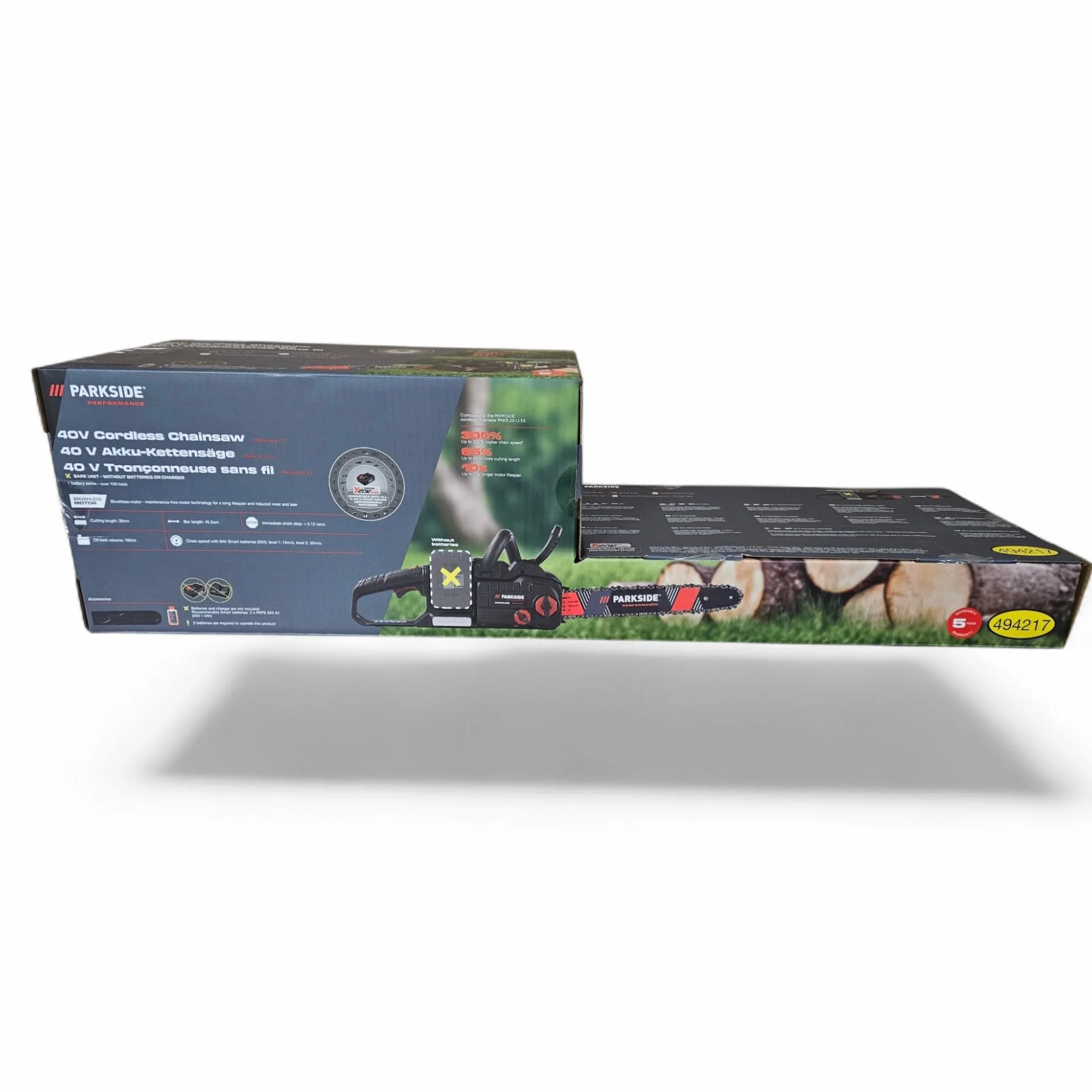 Parkside Performance Tronçonneuse sans fil 40 V PPKSA 40 Li B2, sans batterie ni chargeur, longueur de coupe : 38 cm