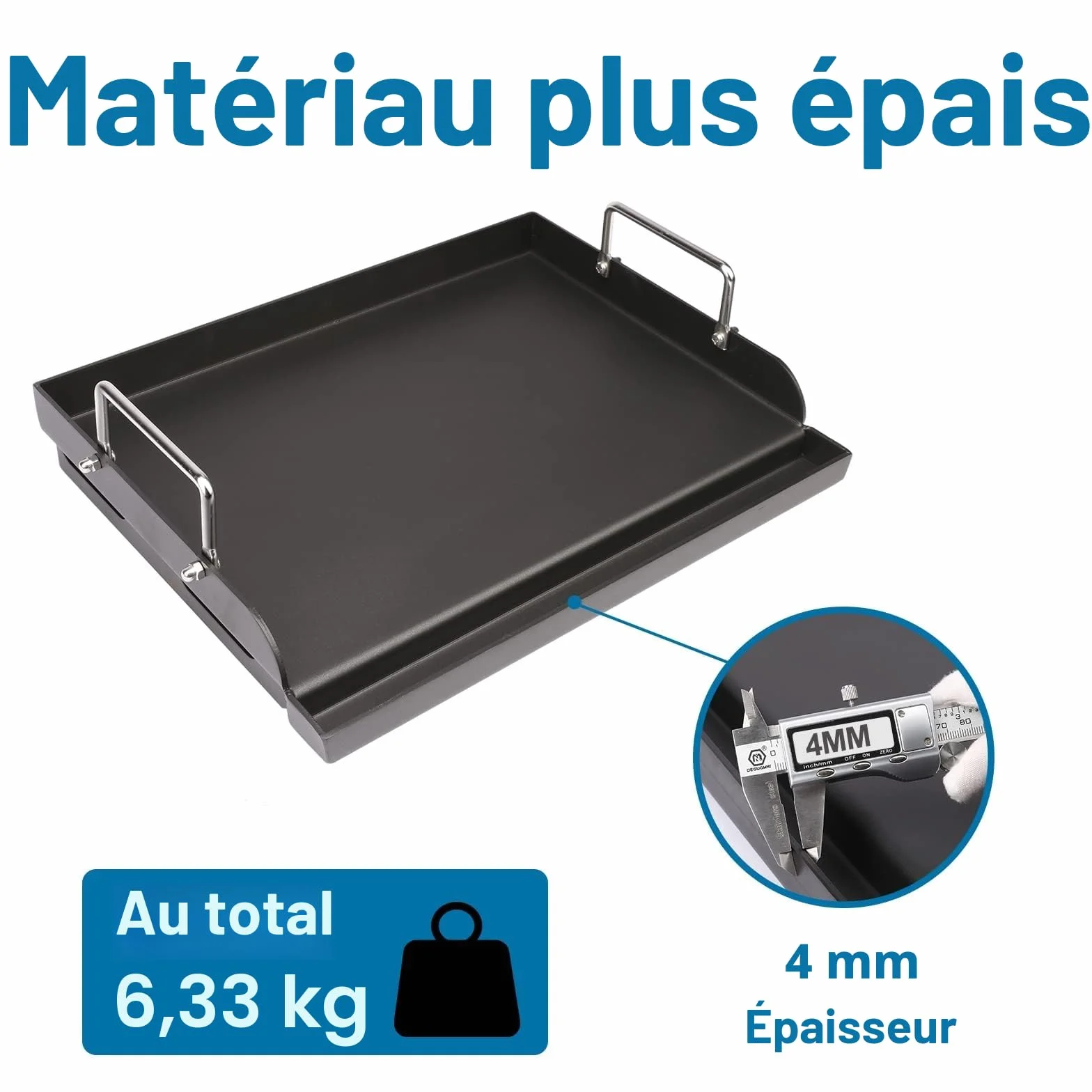 GFTIME Plaque de cuisson universelle 43 x 33 cm antiadhésif pour barbecue gaz charbon électrique