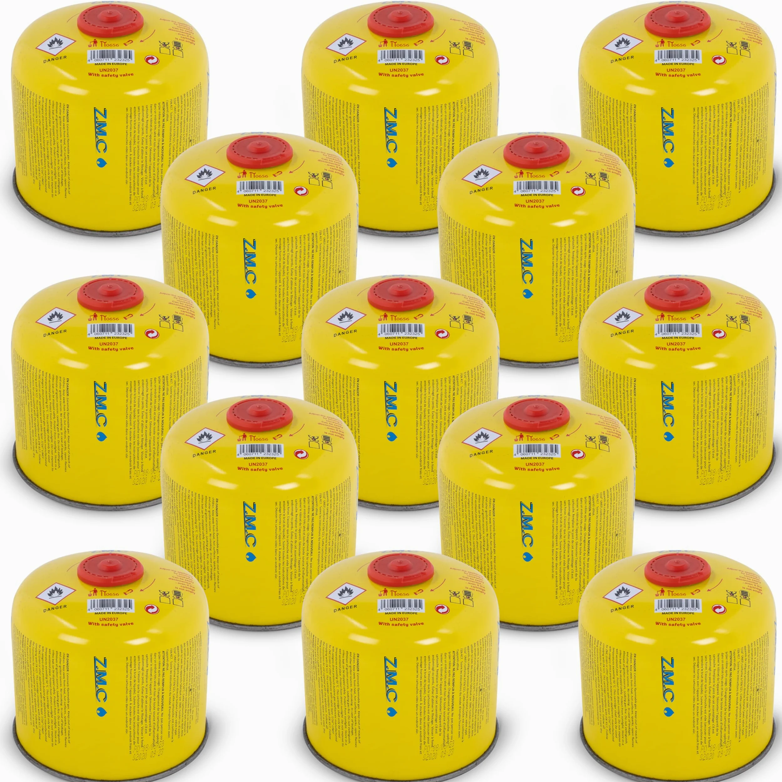Z.M.C Lot de 13 cartouches de gaz de 300 g, propane/butane de 600 ml, cartouche de gaz EN417 avec raccord Euro - Cartouche à visser pour réchaud à gaz, brûleur à gaz, désherbeur, boîte de gaz sous