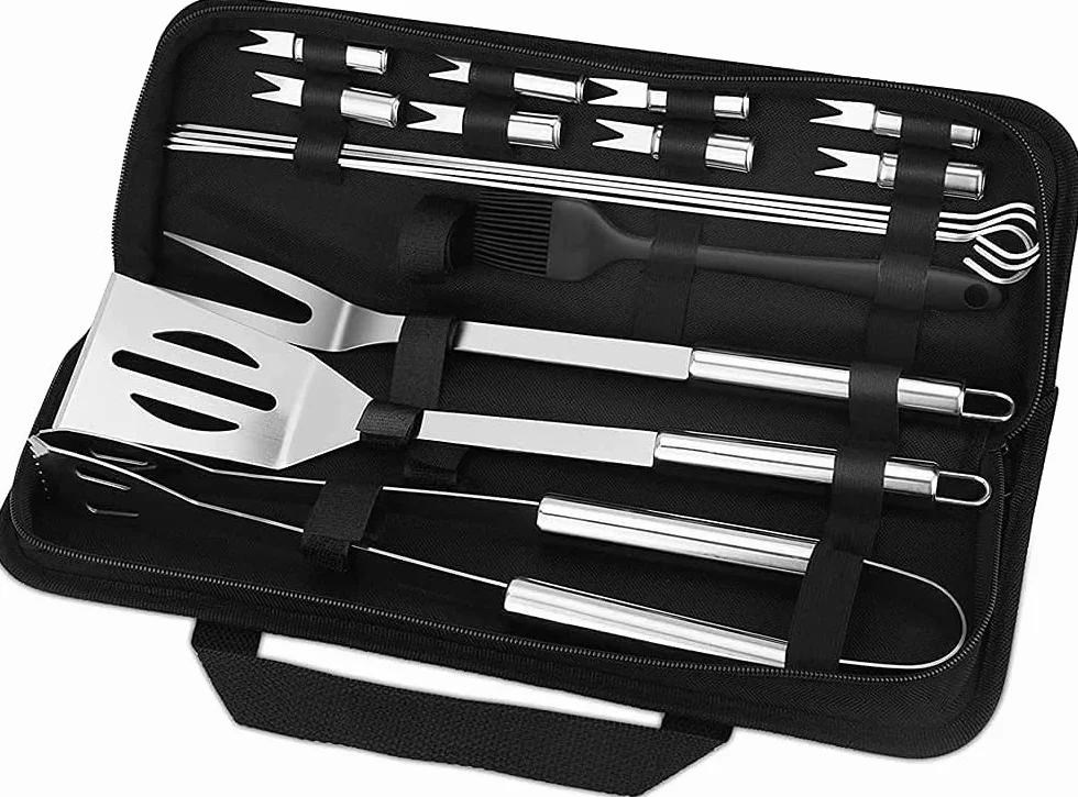Ensemble d'Outils de Barbecue 16PCS en Acier Inoxydable avec Boîte de Rangement