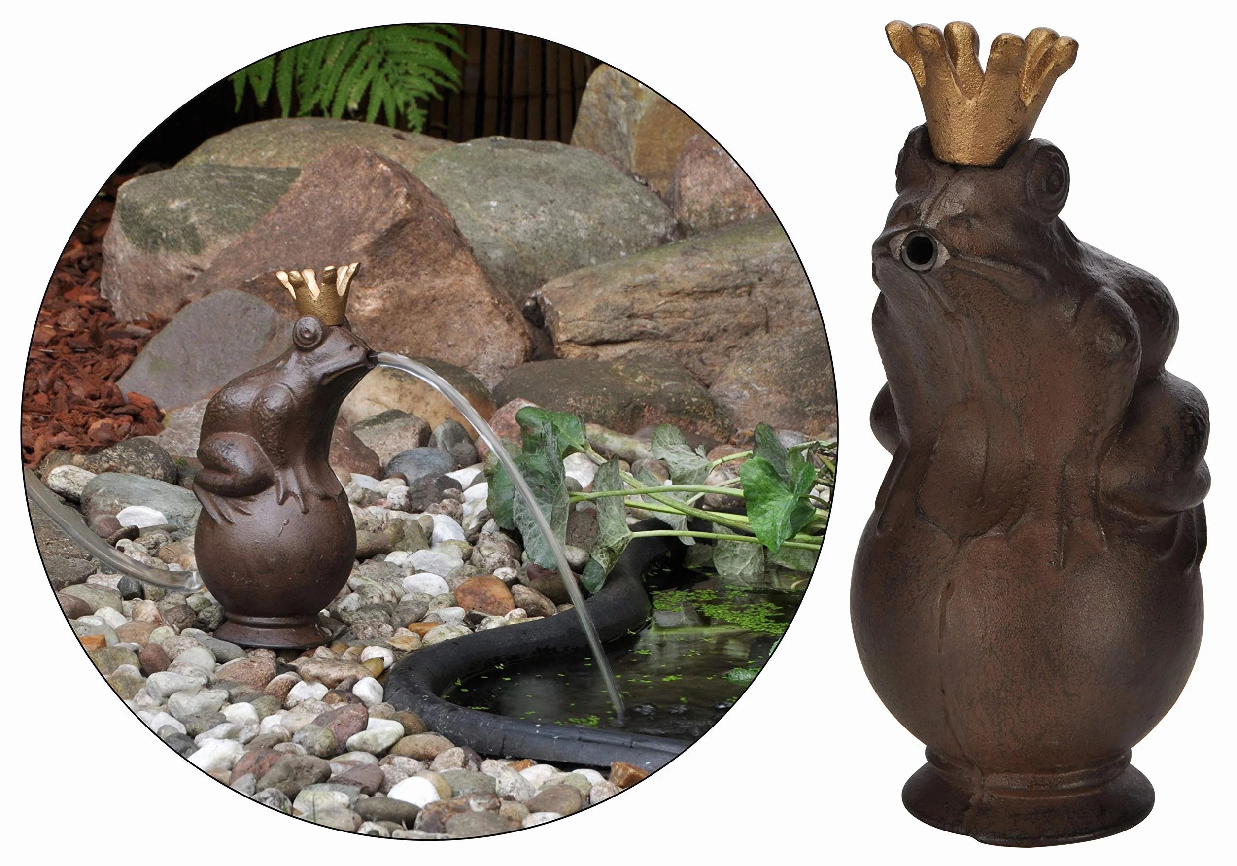 Fontaine à Eau Métal Figurine Sculpture Grenouille Jardin