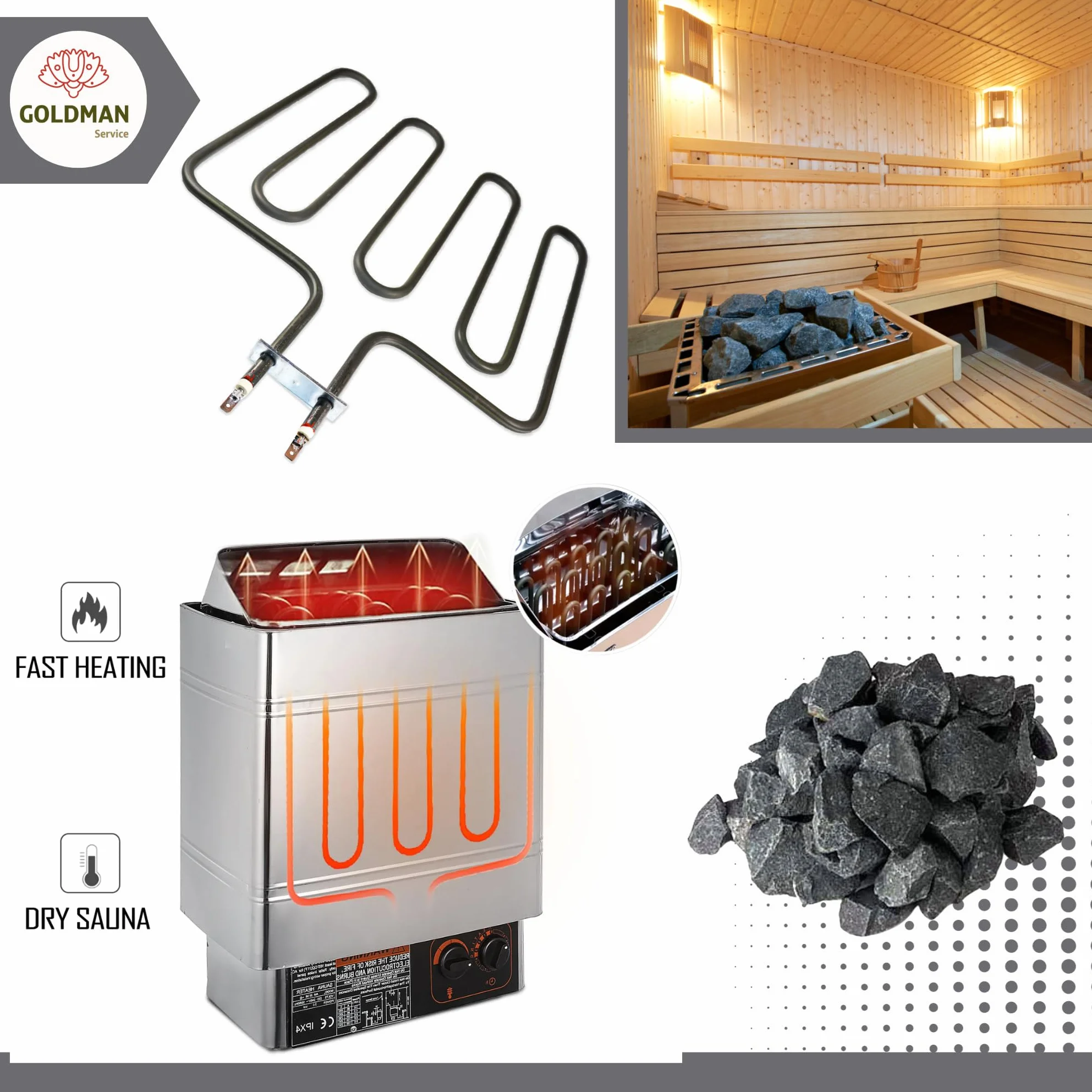 Résistance pour poêle à sauna 2000 W 300 x 330 mm compatible SPA hôtel