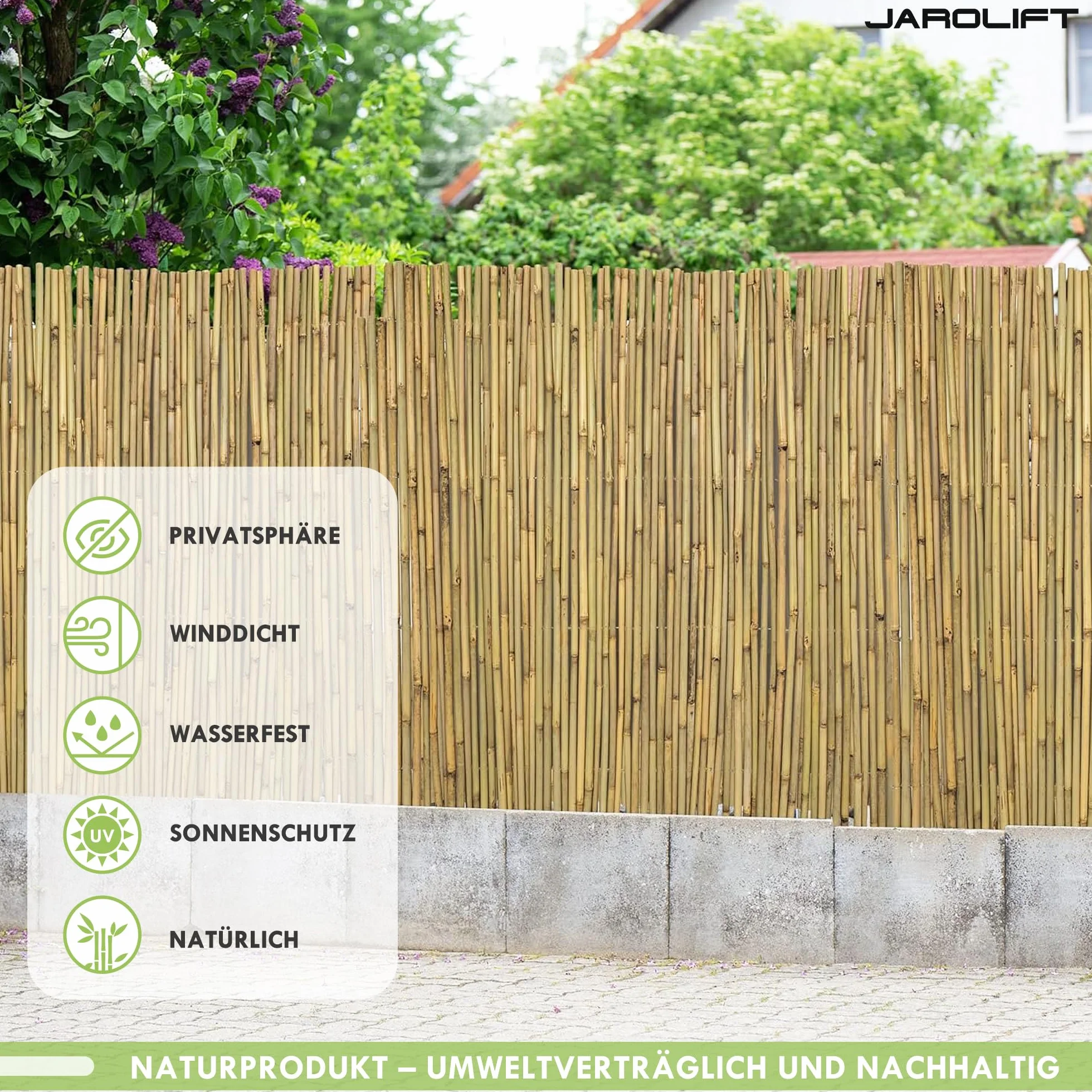 Jarolift Brise-Vue Bambou 140 x 300 cm Naturel