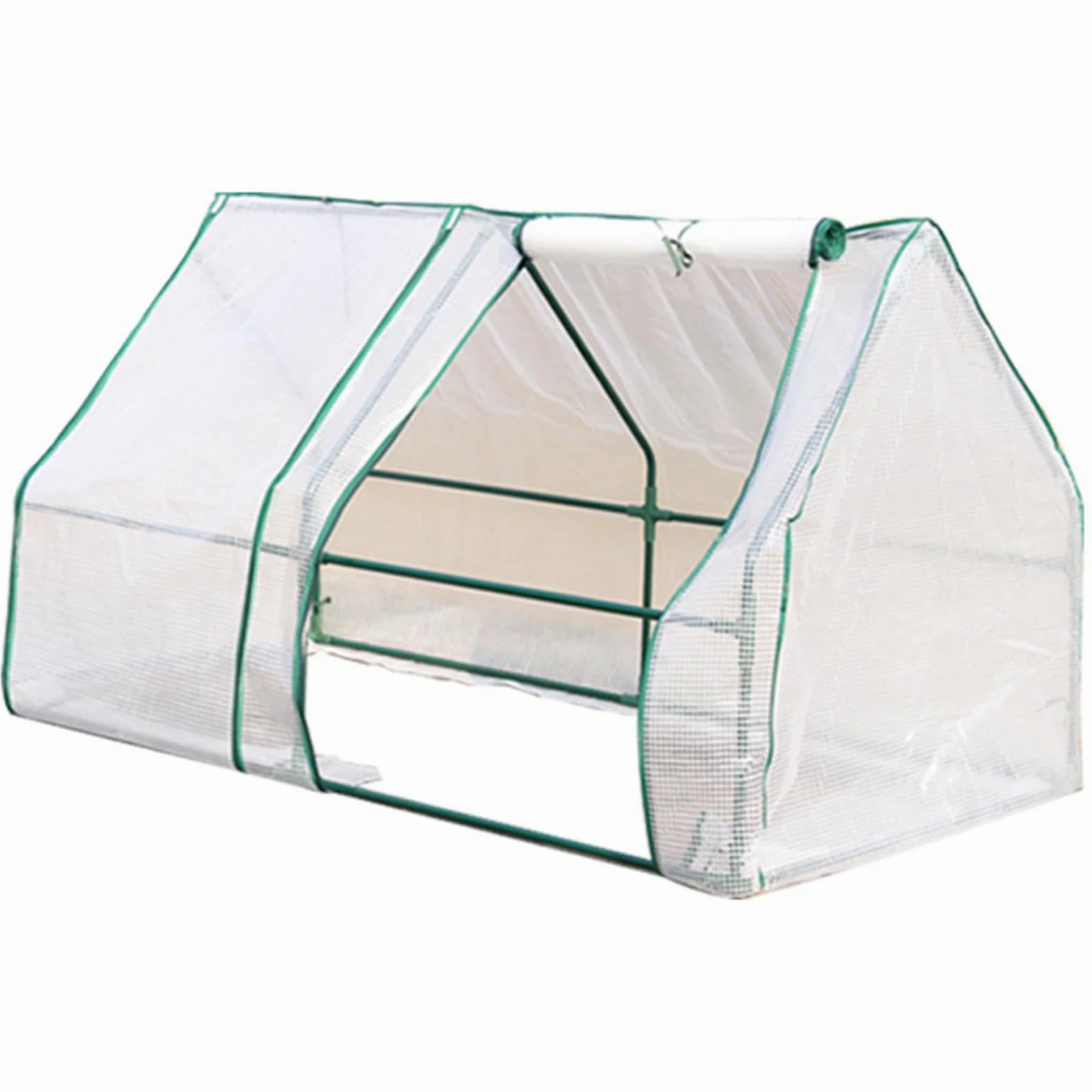 Serre avec protection isolée et imperméable pour plantes, porte roulante, cadre en métal, toit en PVC transparent, pour balcon, 120 x 60 x 60 cm