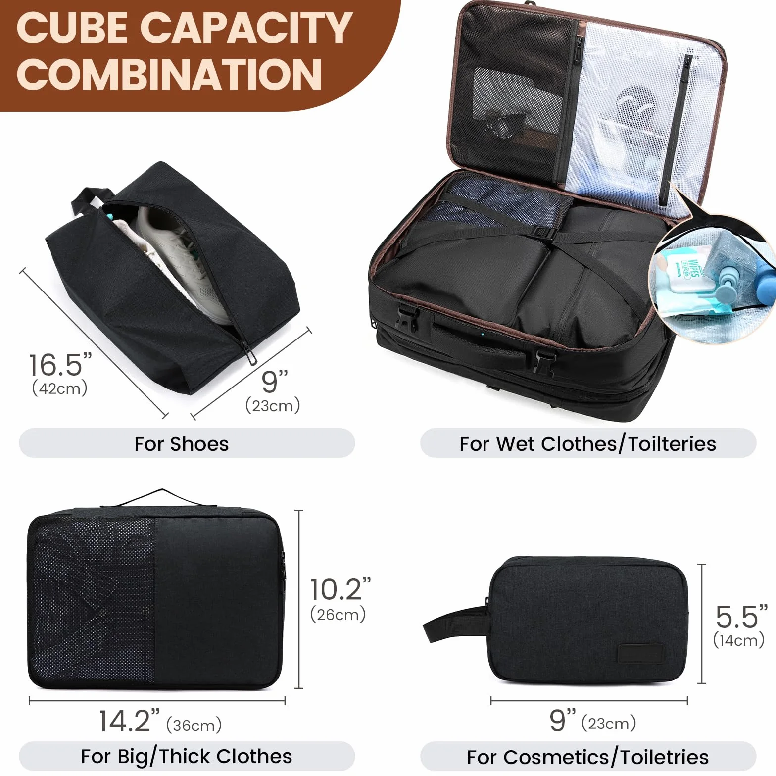 LOVEVOOK Sac à Dos Cabine Grand 30L Antivol Voyage Avion Bagage à Main Homme Femme Ordinateur Portable 15.6 Pouces Résistant Aux Éclaboussures Noir