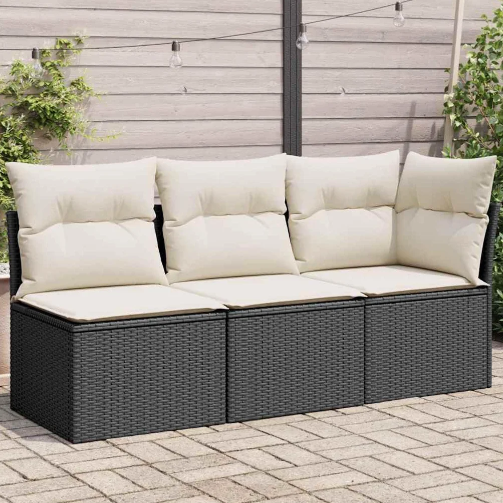 vidaXL Canapé de Jardin 3 Places Résine Tressée Noir