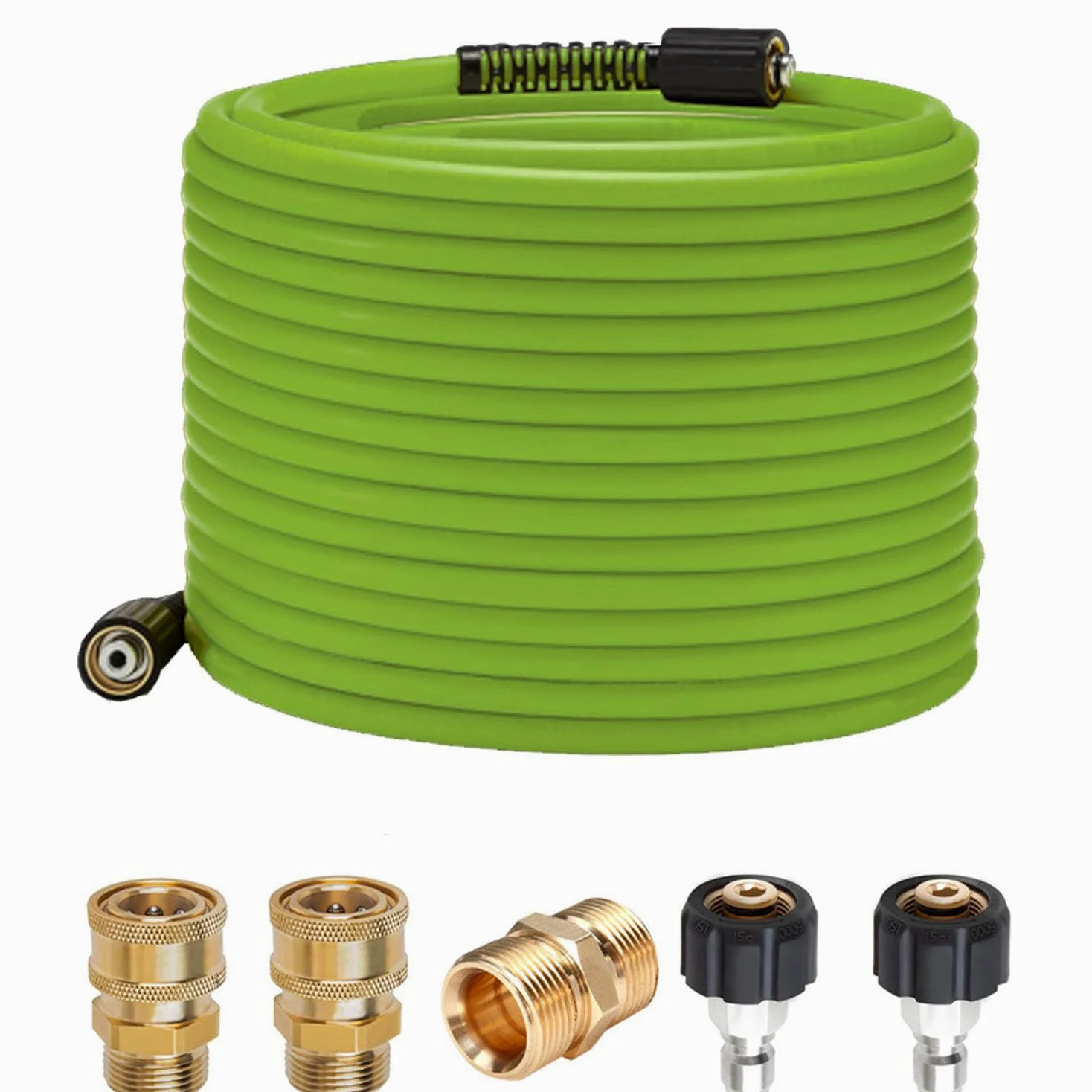 Tuyau pour Nettoyeur Haute Pression,15 m x 0.6 cm,avec 5 pièces Raccord Rapide,Tuyau Haute Pression avec Raccords M22 de 14 mm – 3600 PSI