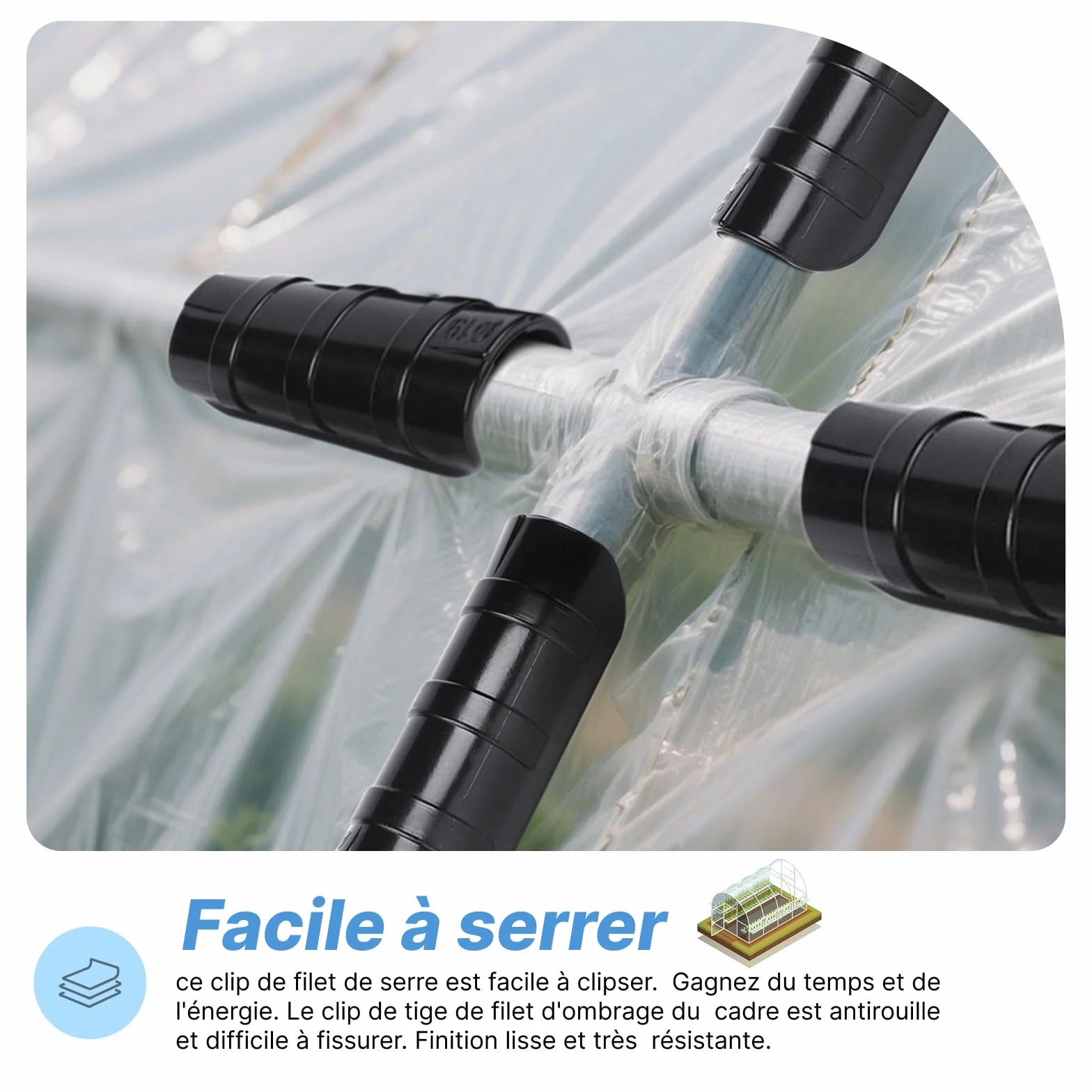 F Fityle Pinces à Film de Serre Réutilisables 19 mm pour Serres, Abris et Bâches Extérieures