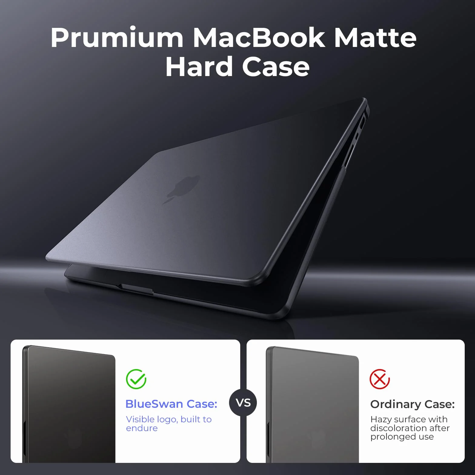 BlueSwan Coque MacBook Pro 14 Pouces M5 2026 2025 M4 M3 M2 M1 Pro/Max Protection Rigide Mate Noir