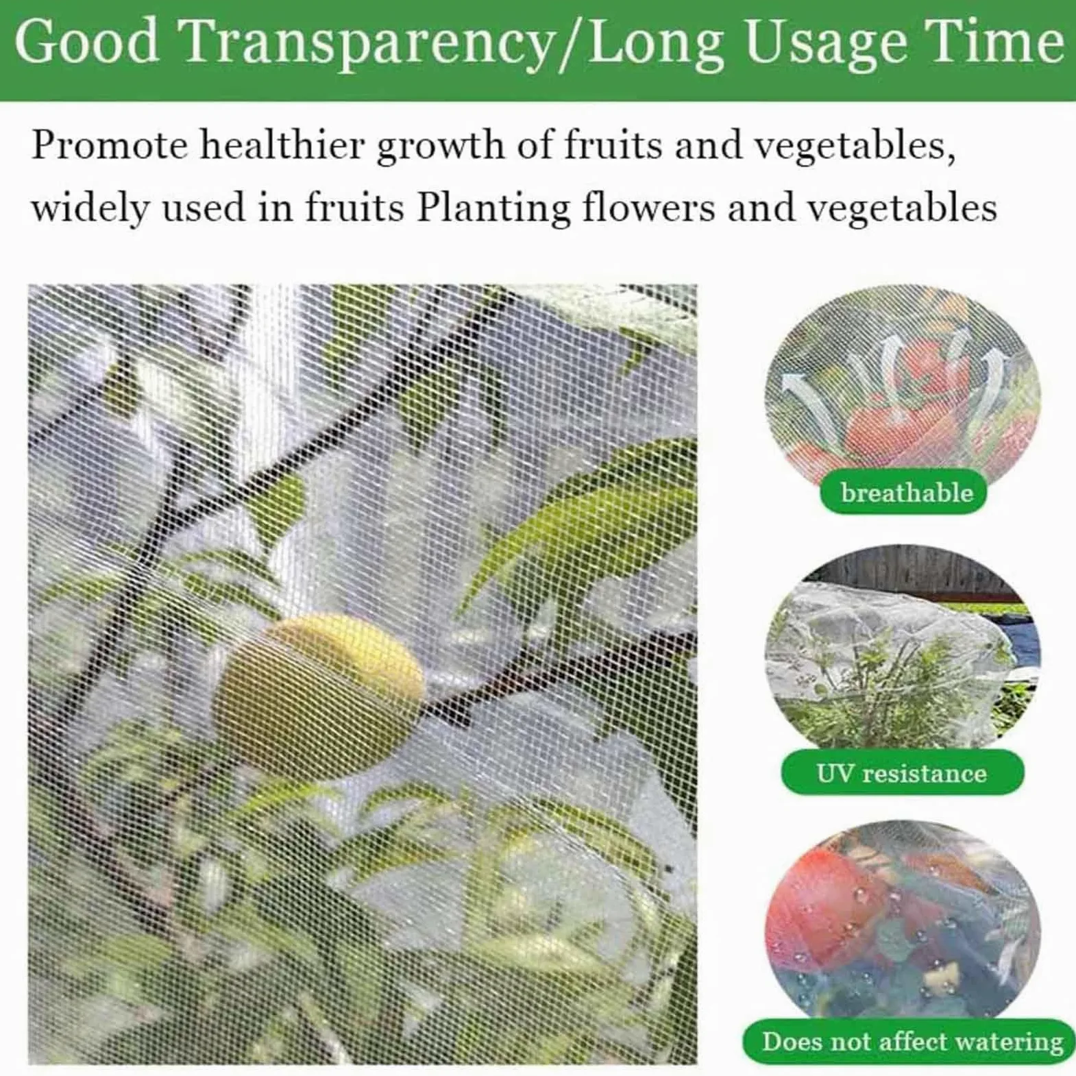 Filet Anti Insecte Filet De Jardin Filet Anti-Insectes Potager, Maille Fine Protection Contre Les Insectes Et Oiseaux, Filet Jardinage pour Plantes, Fleurs, Fruits Et Légumes(100 mesh,1.5m*100m)