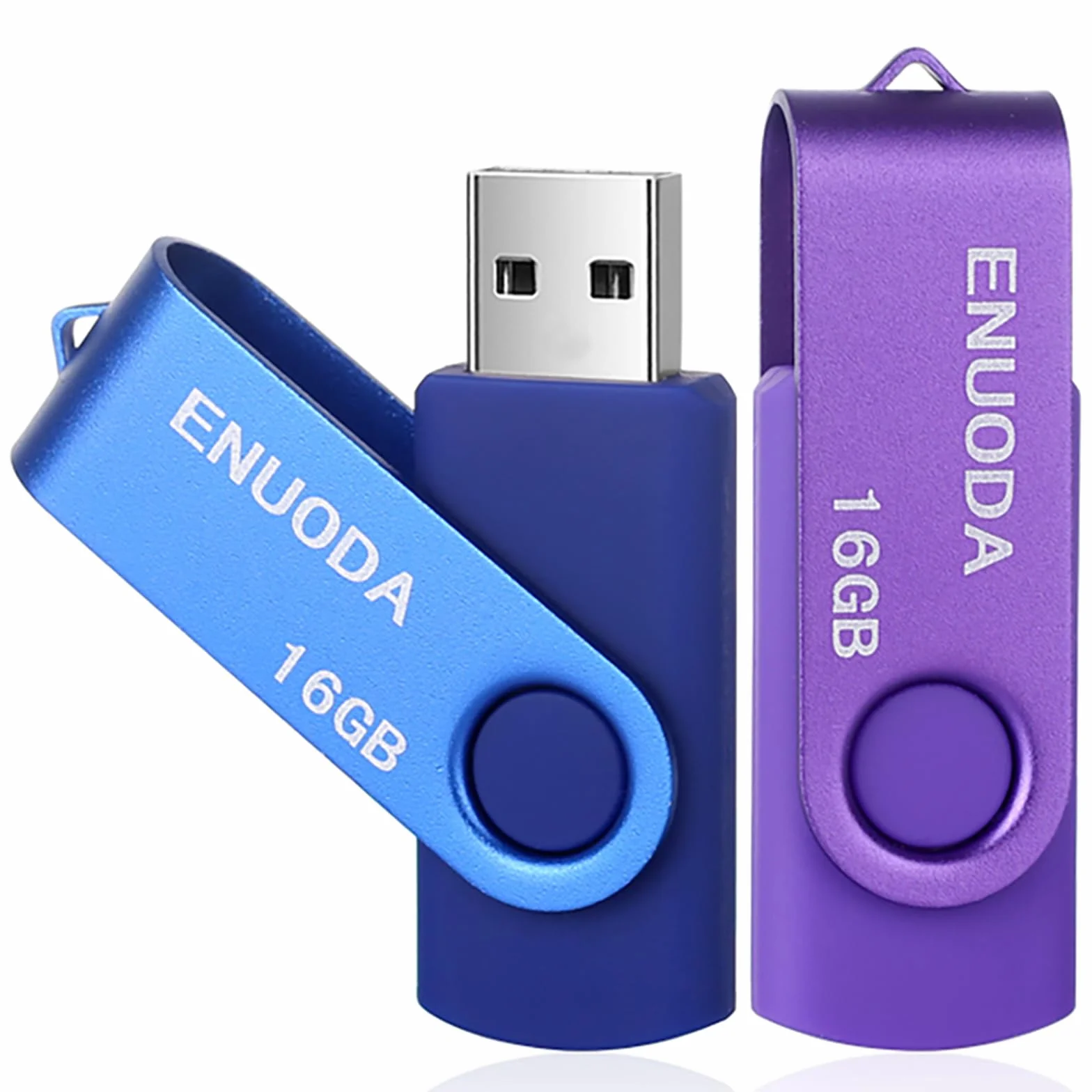 ENUODA Clé USB 16 Go Lot de 2 USB 2.0 Flash Drive avec Lumière LED Bleu Violet