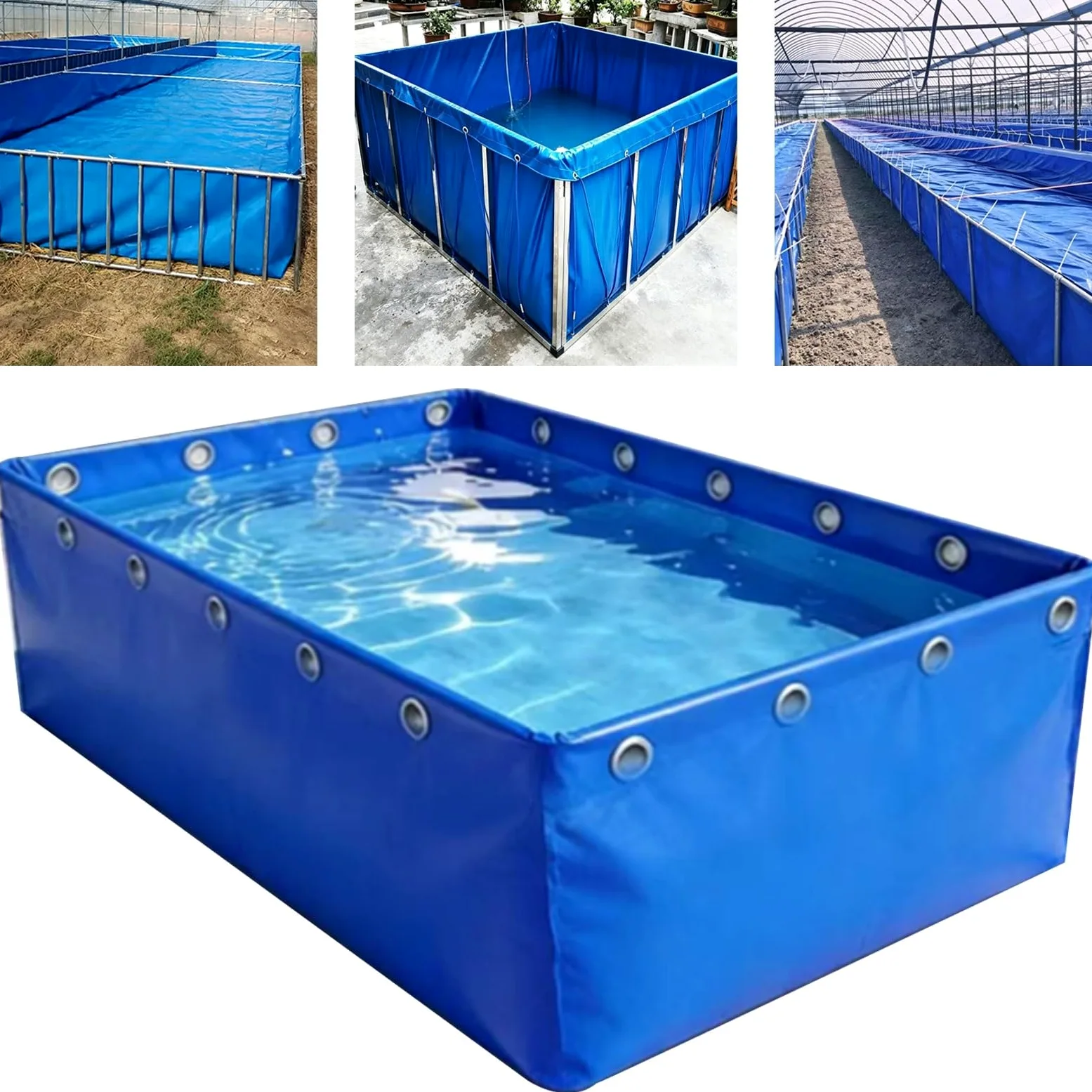 Grand étang à poissons d'aquaculture,piscine de jardin en toile PVC,réservoir à poissons pliable portable réservoir d'étang à poissons en toile hors sol pour l'élevage de carpes koï(1x1.5x1.0m)