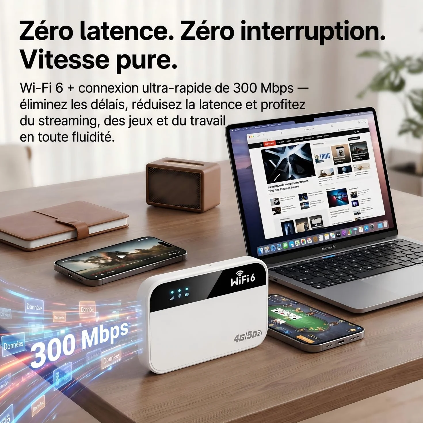 Routeur 5G Portable Modem Déverrouillé 3000mAh Wi-Fi 10 Appareils WPA3 Nano SIM