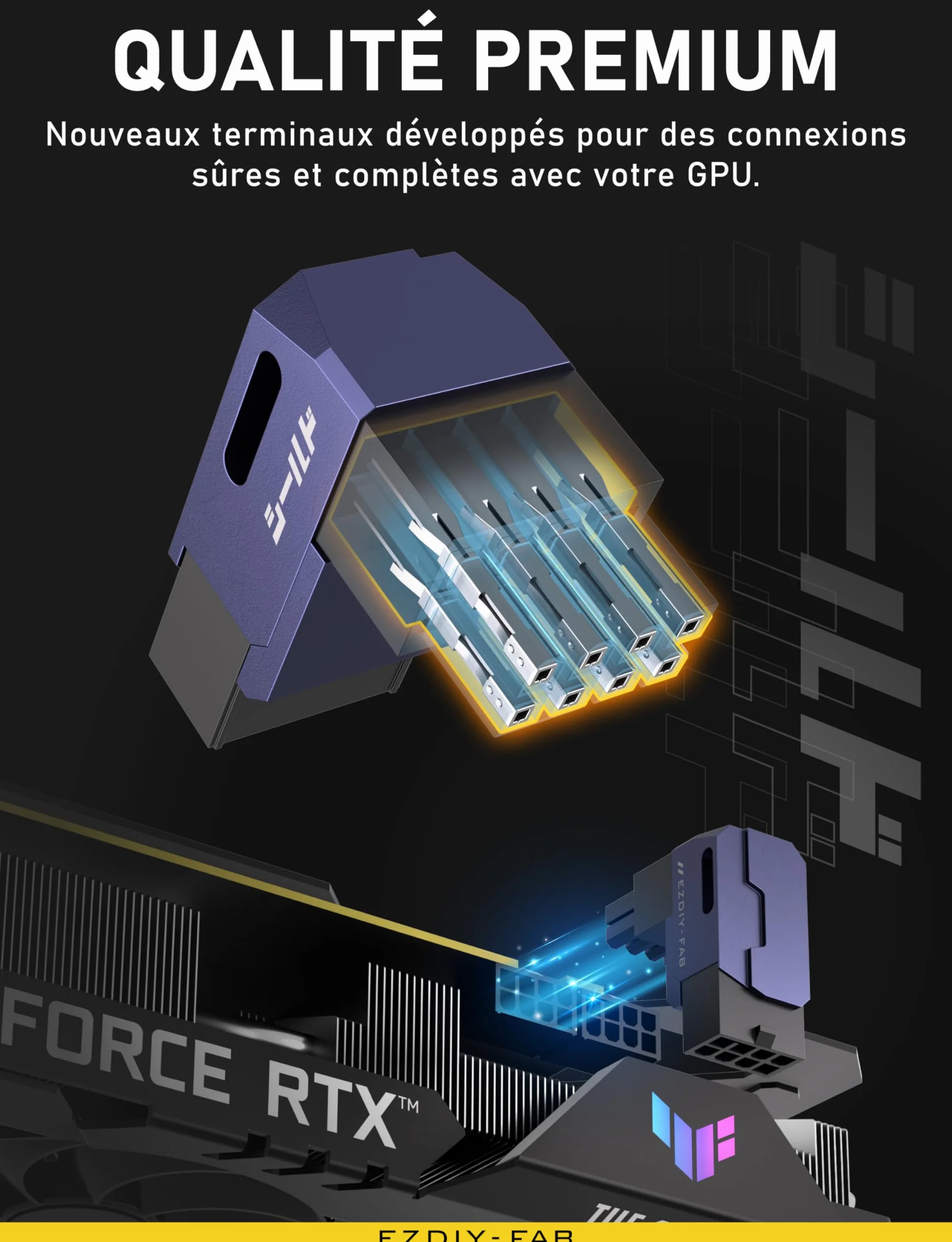 EZDIY-FAB Shield Series GPU PCIe 8 Pin Power Adapter 90 Degree Angled Connector Aluminum Design for Graphics Cards - Standard Type, Violet - 2 Pack