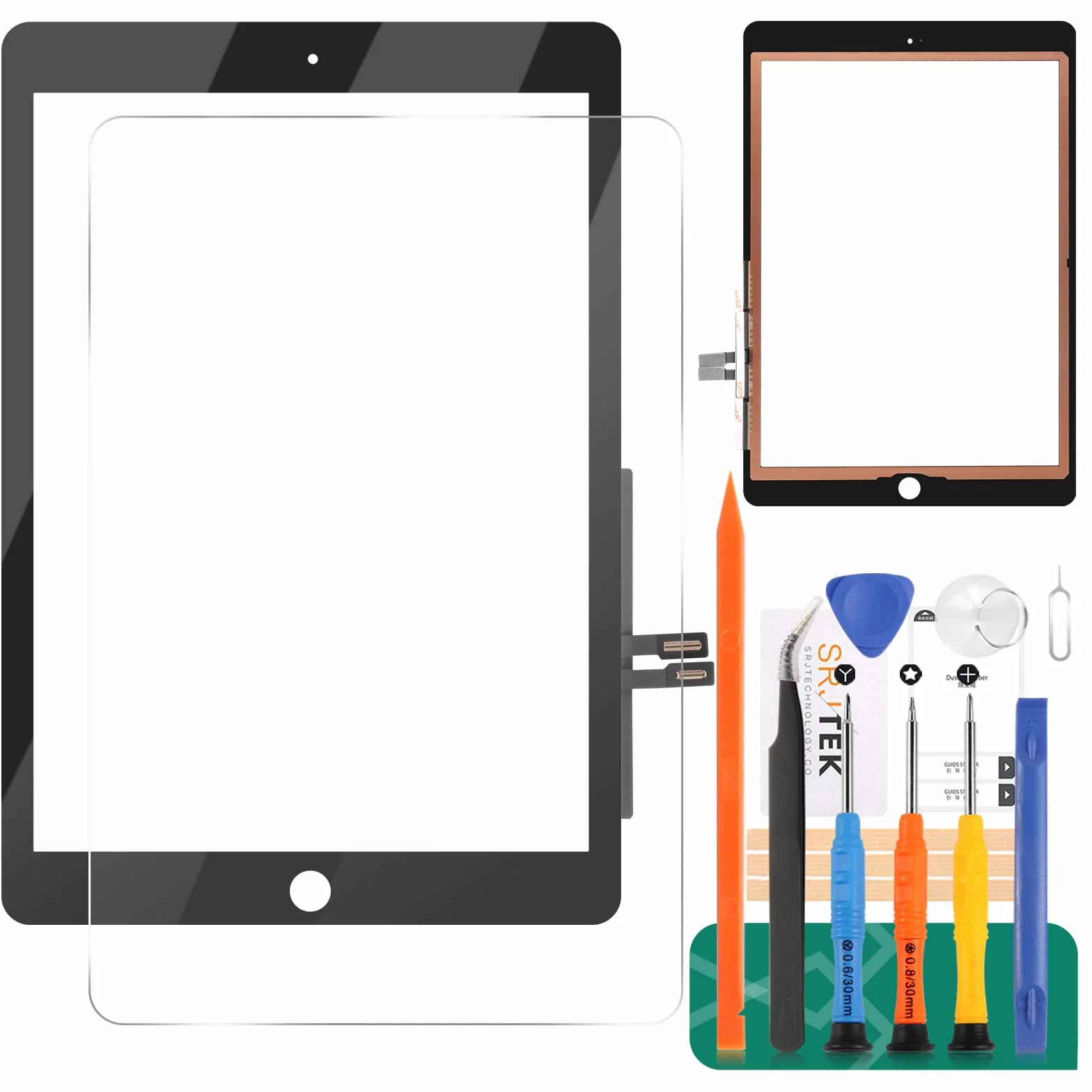 Écran Tactile De Remplacement Pour iPad 9.7 2018 6ème Génération A1893 A1954 Kit de Montage avec Verre Trempé Noir