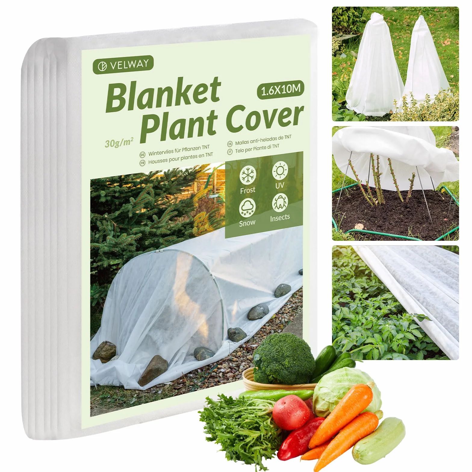 Voile Hivernage Plante Exterieur 1.6x10m Tissu Non tissé 30 g/m² Housse Protection Blanche