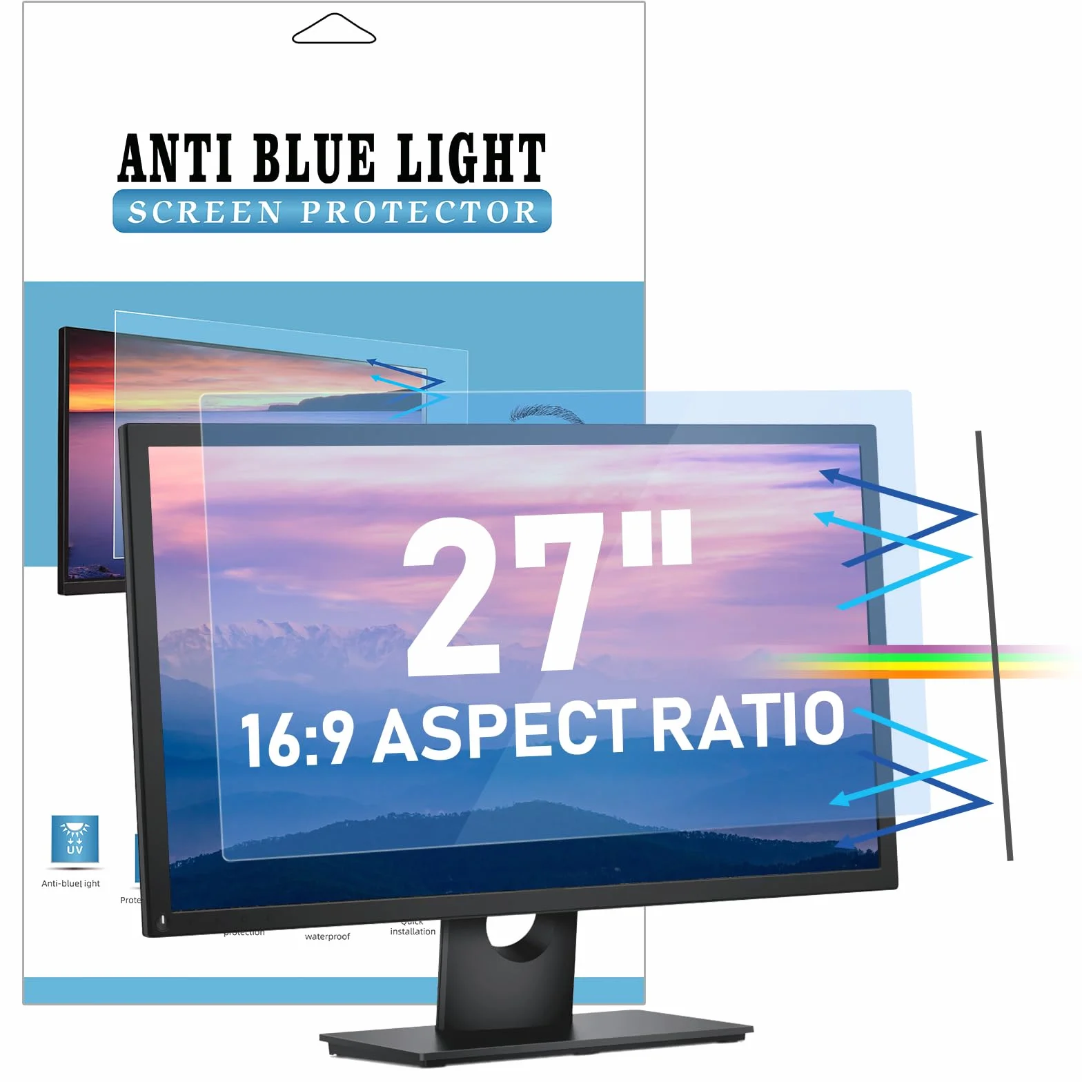 LAMA Protecteur d'écran Universel 27'' Anti-lumière Bleue Filtre d'écran d'ordinateur 598 x 337 mm Anti-reflet Anti-UV 16:9