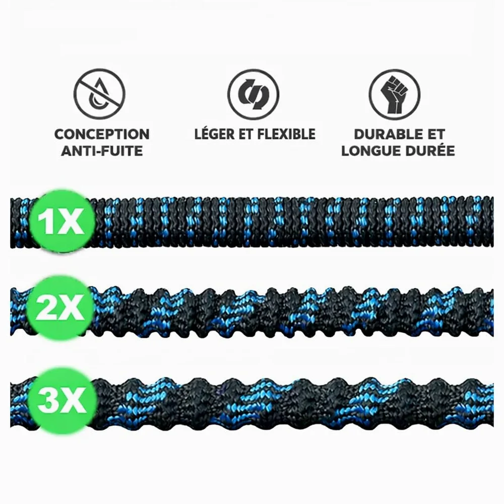 Tuyau Arrosage Extensible 22,5m – Tuyau d'Arrosage Rétractable Flexible, Pistolet Métal 10 Jets, Raccords Laiton 1/2" et 3/4", Triple Latex Renforcé – Jardin, Terrasse, Lavage Voiture (Bleu)