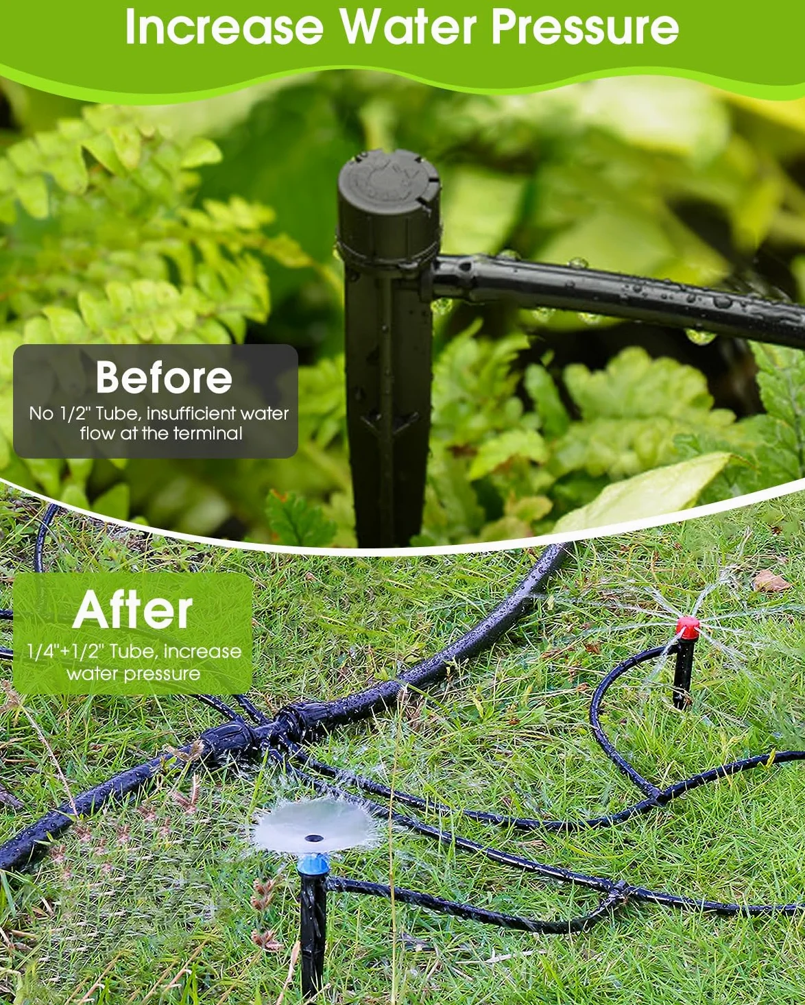 MSDADA Kit de Système D'irrigation Goutte à Goutte de 226 FT - Système D'irrigation Automatique,Kit d'irrigation des Plantes - Buse Atomisante pour Serre, Plante, Parterre de Fleurs,Terrasse,Pelouse