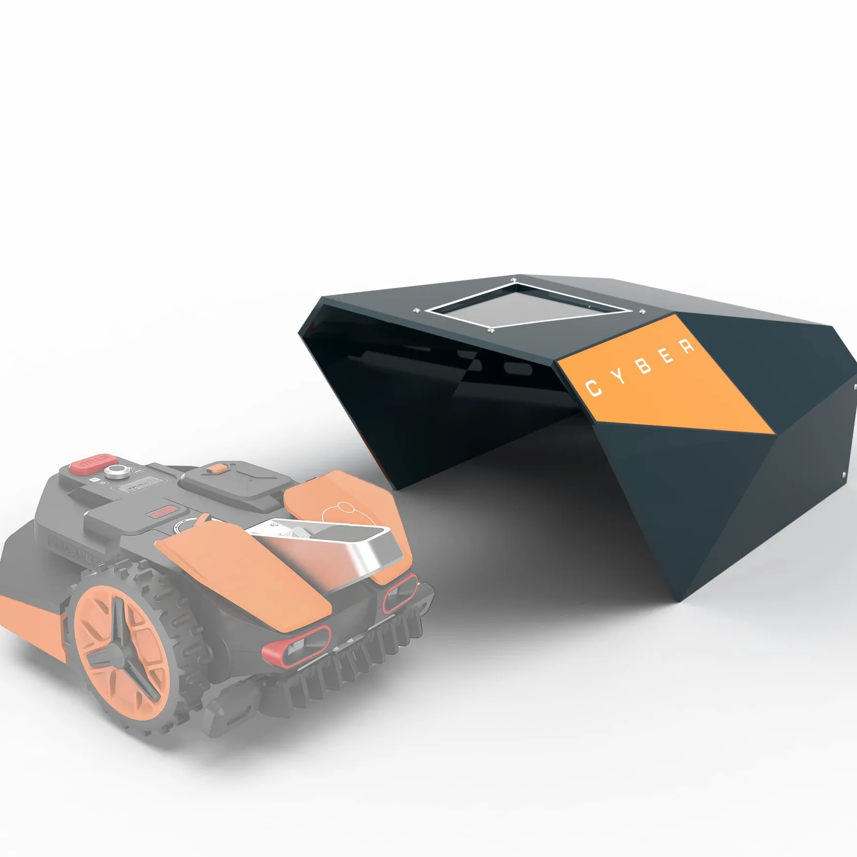 Idea Mower Garage Robot Tondeuse - Compatible Worx Landroid Vision - Abri Robot Tondeuse - Toit Composite Aluminium 74x58x38 cm - Protection UV et Intempéries - Abri Tondeuse Robot - Professionnel
