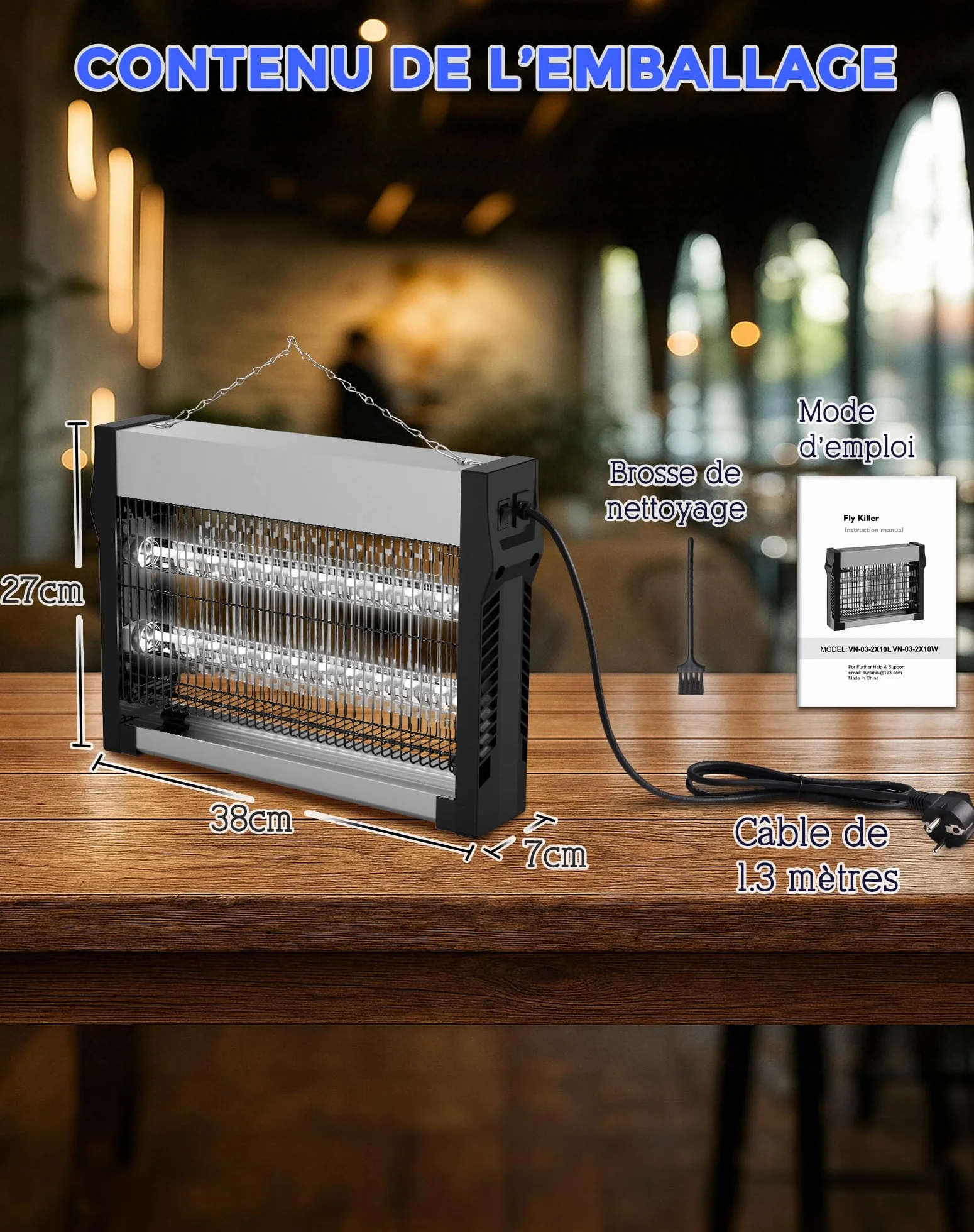 Lampe Anti Moustique 2500 V, Tue Mouche Électrique avec Tubes LED, Double Attraction UV, 80 m²