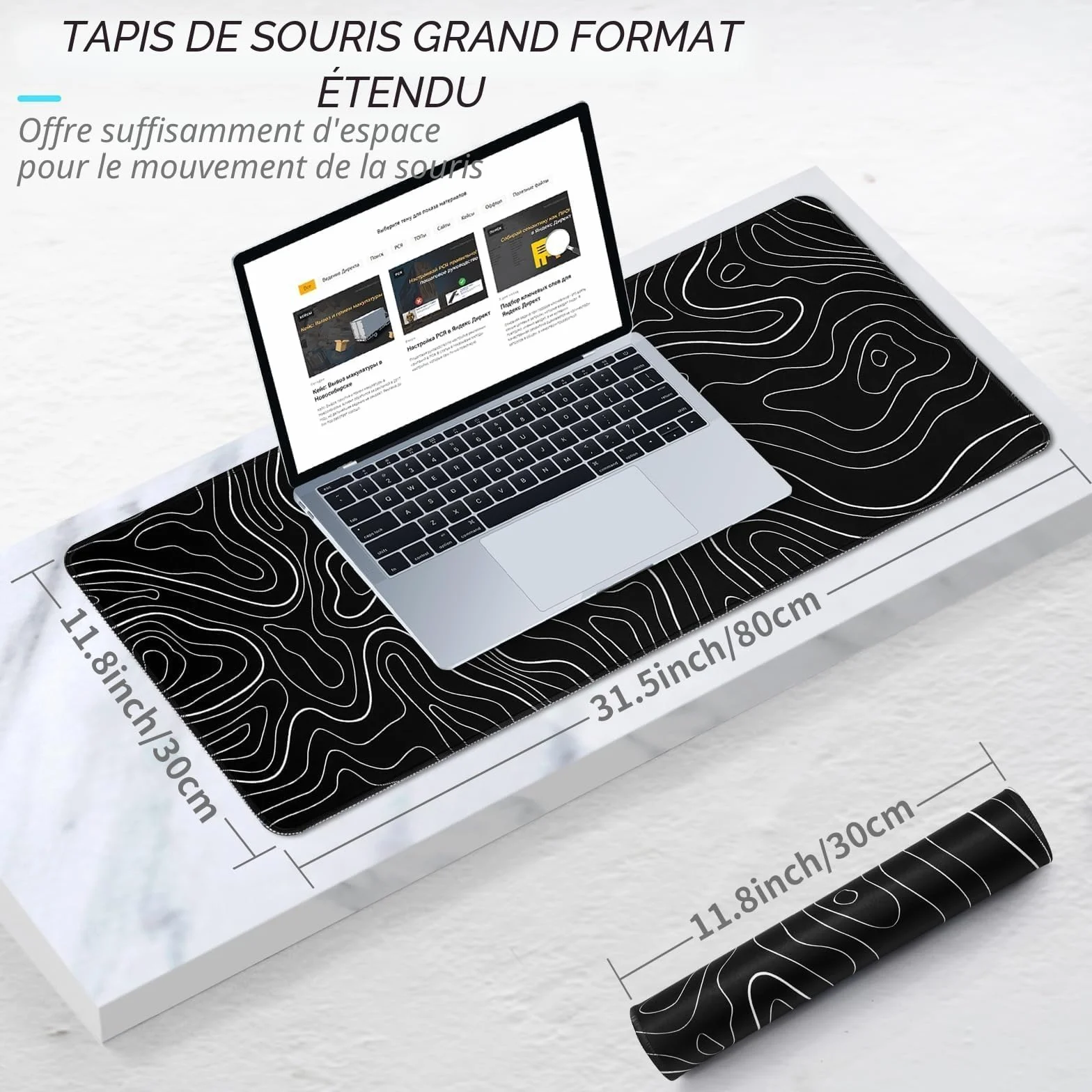 EFISH Tapis de Souris de Jeu Grand Bureau 800×300×3MM Lavable Ordinateur Portable Base Caoutchouc Antidérapante