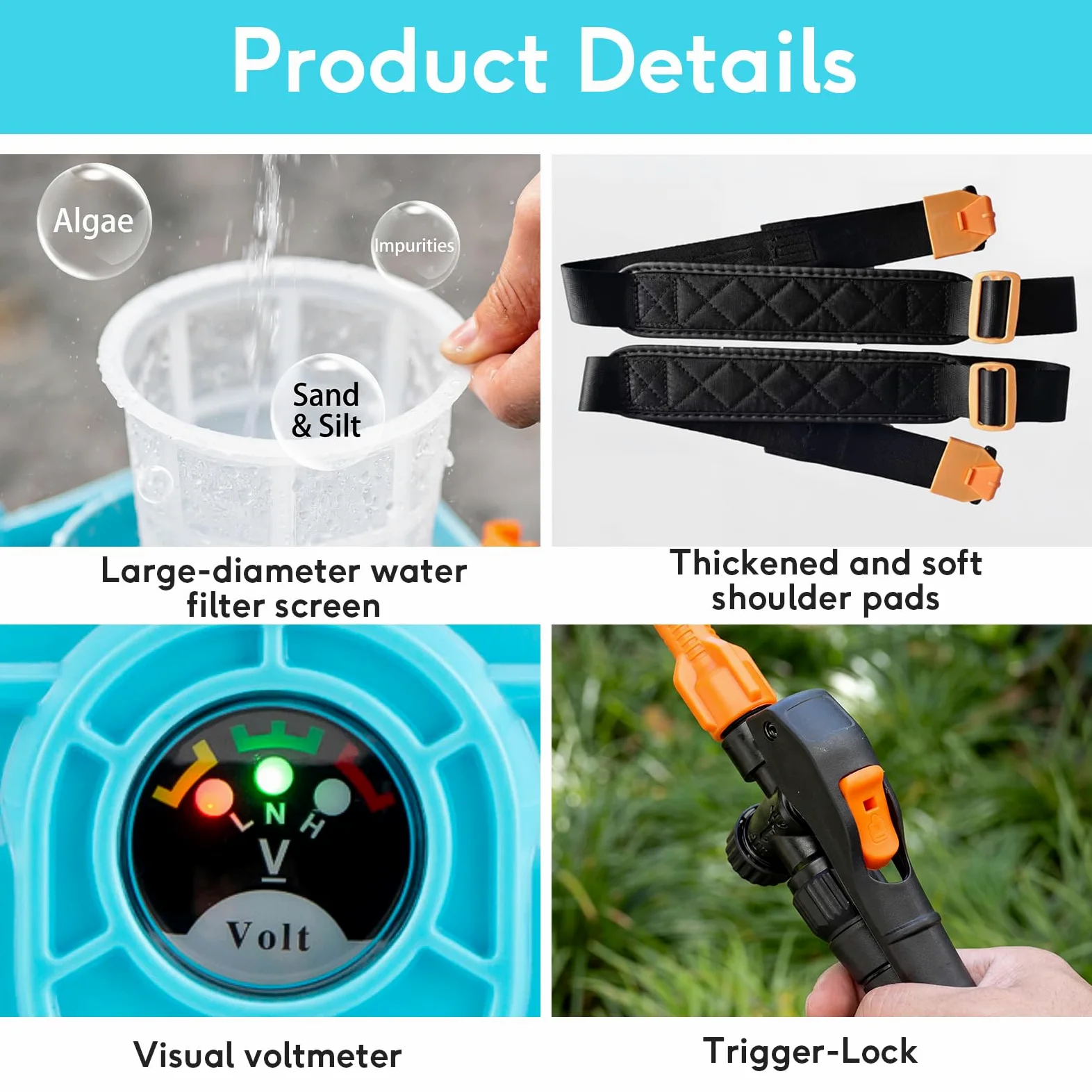 Pulvérisateur à Dos 16L, 100 PSI Pulvérisateur Électrique Compatible avec Makita 18V, 5 Buses, Perche Télescopique pour L'arrosage, Pulvérisateur de Jardin La pulvérisation de Pesticides