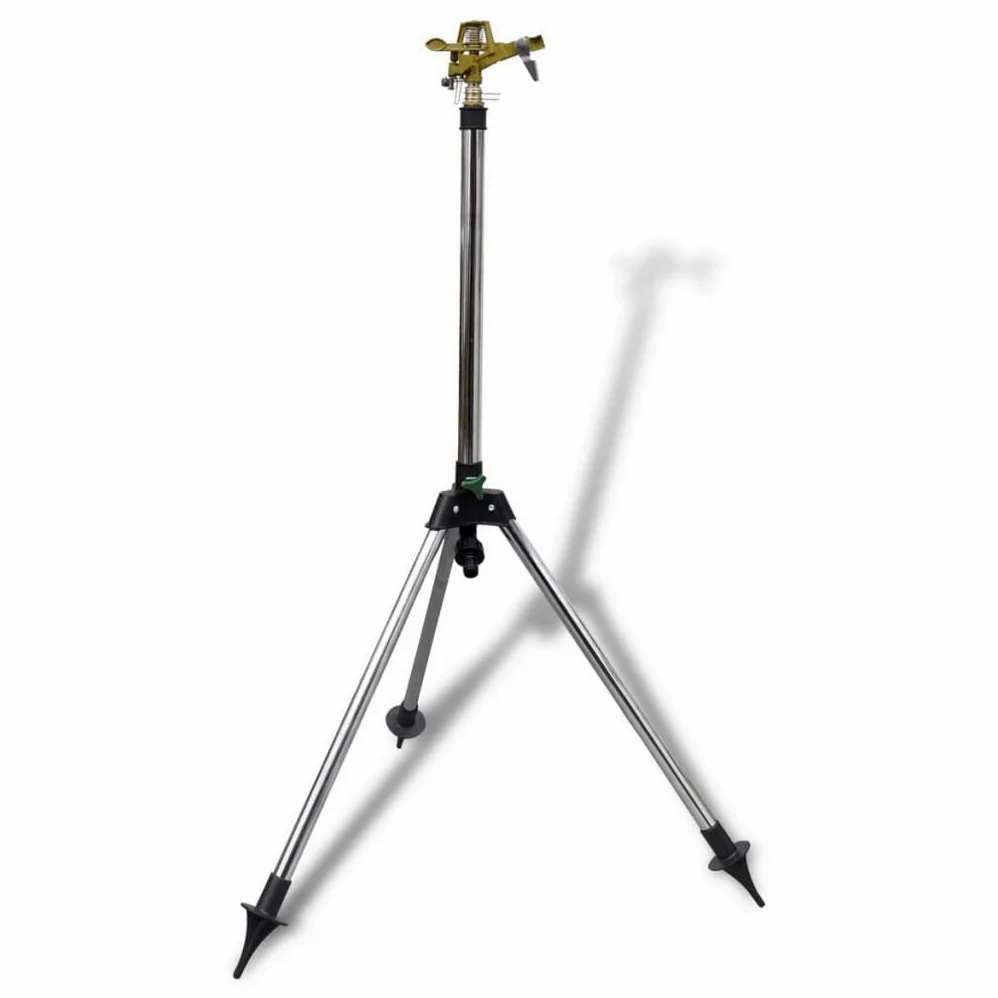 Arroseur en Zinc sur trépied, tête asperseur réglable, buse Rotatif, gicleur pour pelouse Jardin Gazon, Irrigation extérieur, raccord Tuyau 1/2 Pouces, portée 12 m, 450 m²