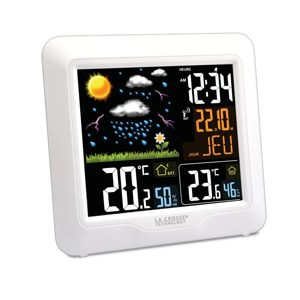La Crosse Technology - WS6820 Station Météo radio-pilotée avec écran LCD coloré - Blanc