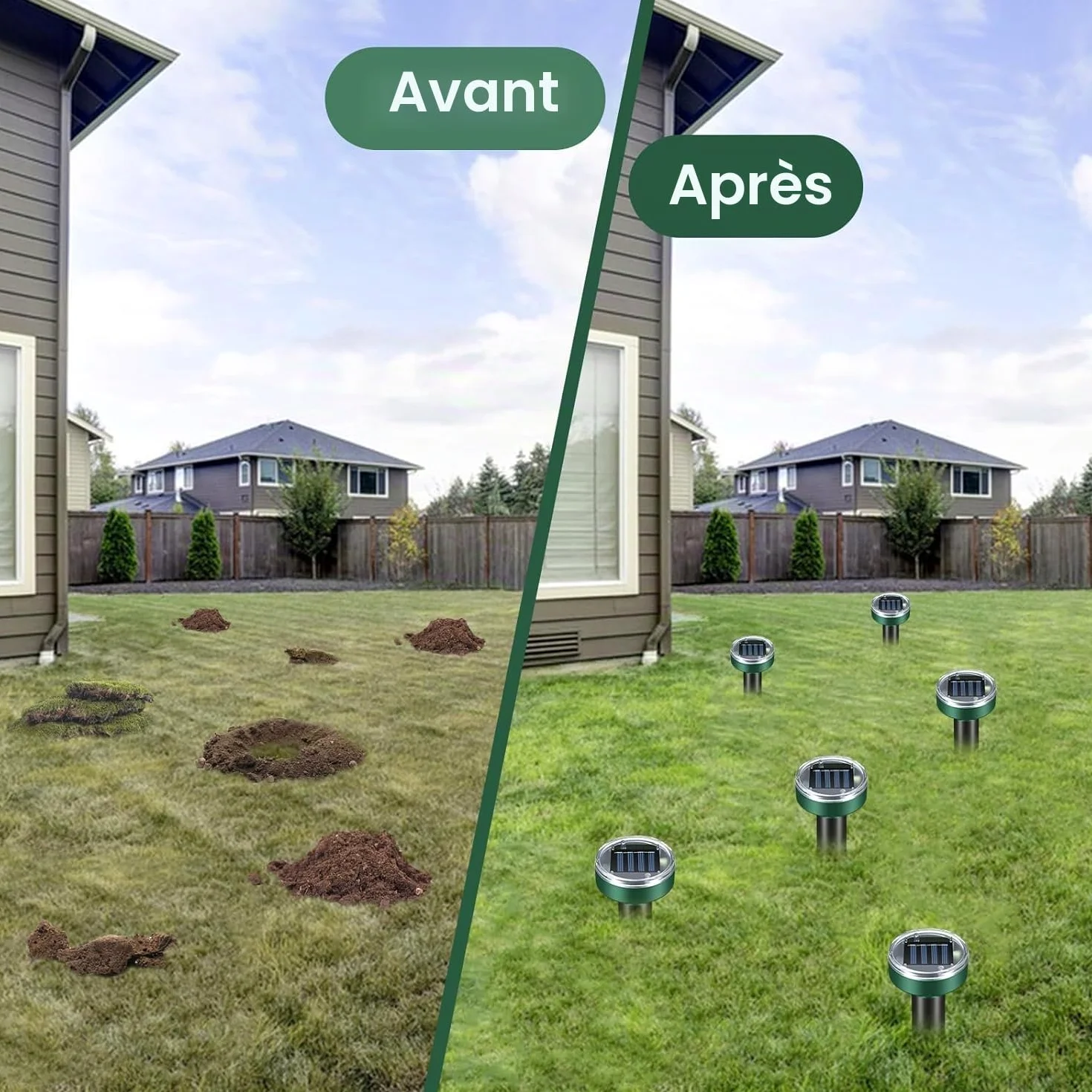 Répulsifs solaires Anti-Taupes - Répulsif Contre Les Taupes,Lot de 4 Répulsif Contre Les campagnols - Répulsif à ultrasons - Répulsif Solaire Contre Les Taupes