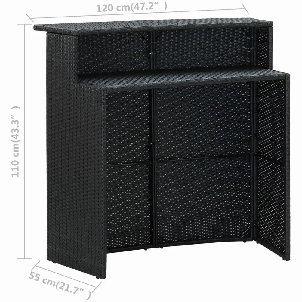 vidaXL Ensemble de Jardin 3 pcs Table et Chaises avec Coussins Noir