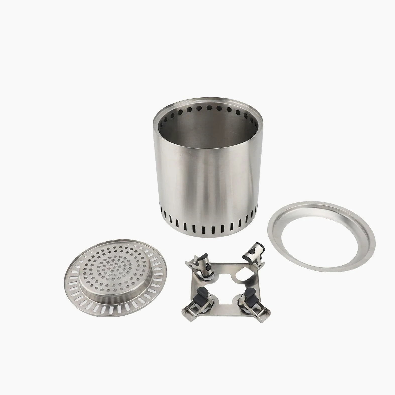 Foyer d'extérieur portable sans fumée en acier inoxydable pour camping, jardin, terrasse, installation facile, rangement compact