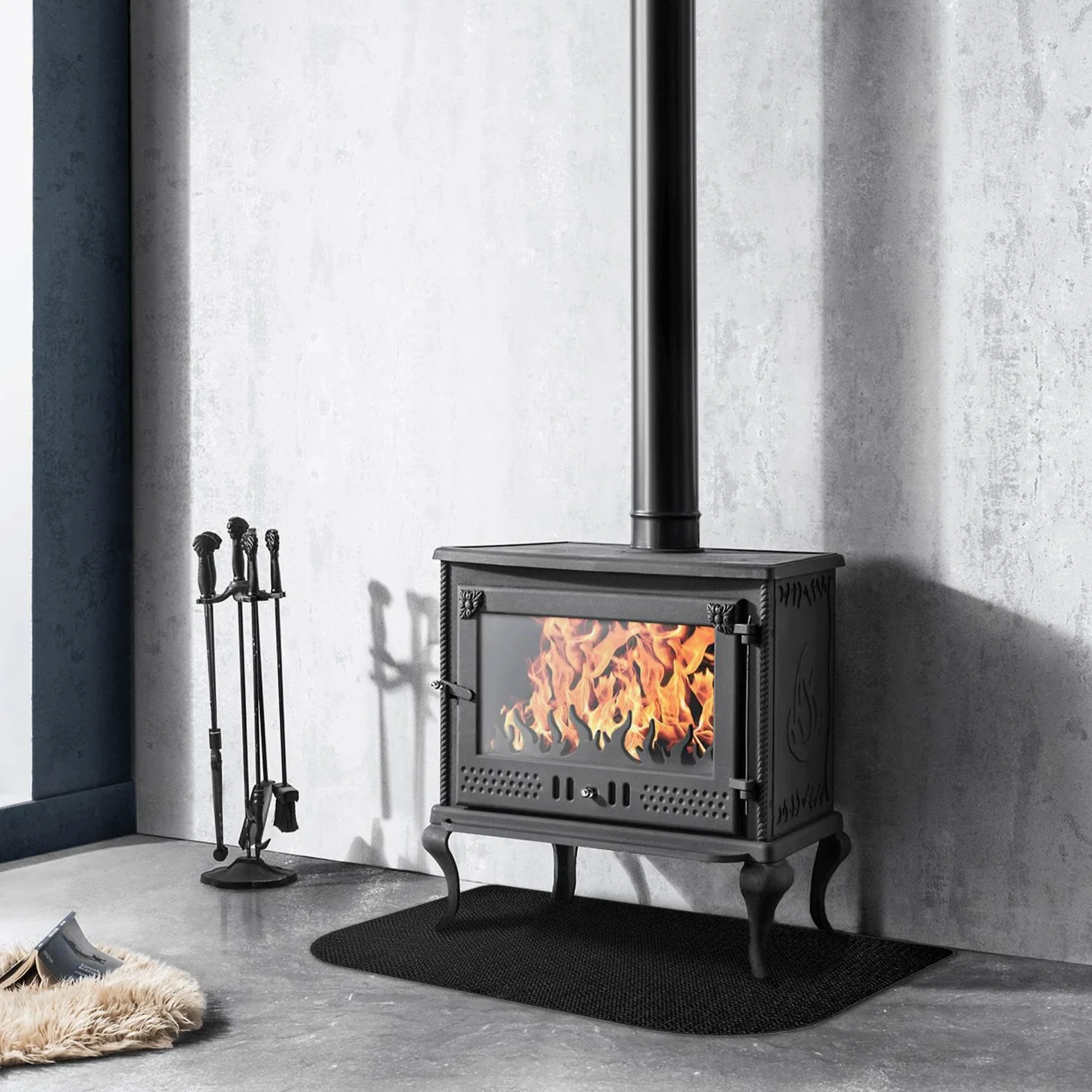 Tapis Ignifuge pour Cheminées Protecteur Résistant à la Chaleur | Protecteur de Sol Intérieur pour Poêle à Bois pour Maison Appartement Salle de Classe Salon Camping Barbecue Feu de C