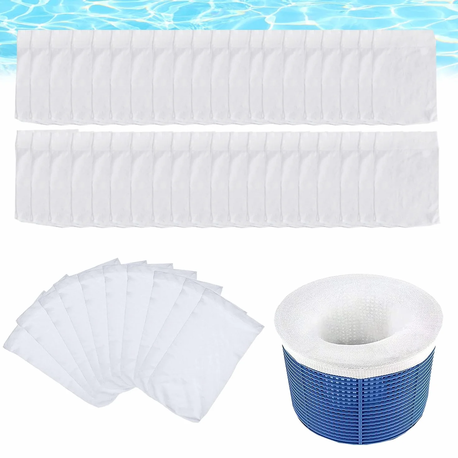 Chaussettes Skimmer Piscine Maillage Ultra-Fin Nylon Élastique Lavable Réutilisable Lot de 50