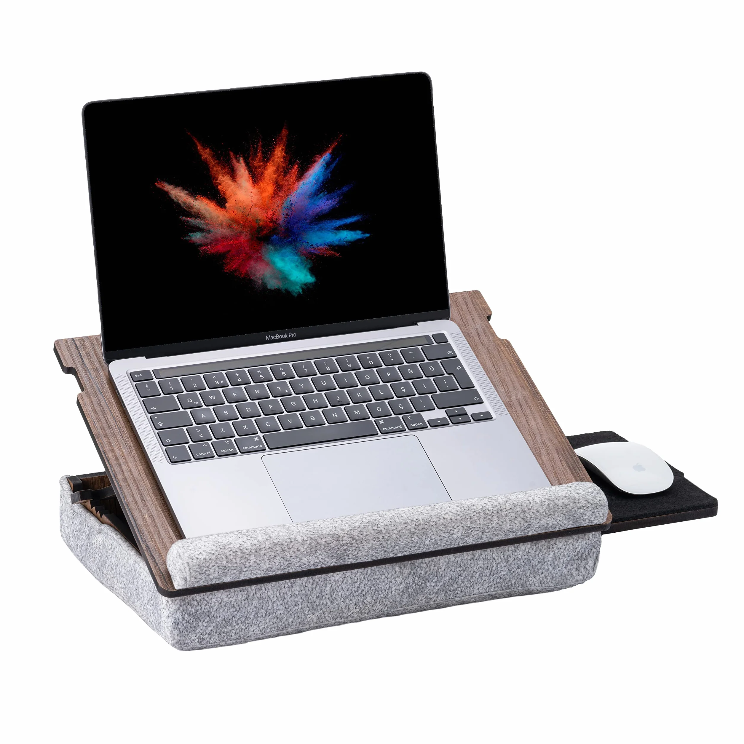Vigo Wood Plateau pour Ordinateur Portable Ergonomique avec Fond Rembourré et Tiroir Hauteur Réglable
