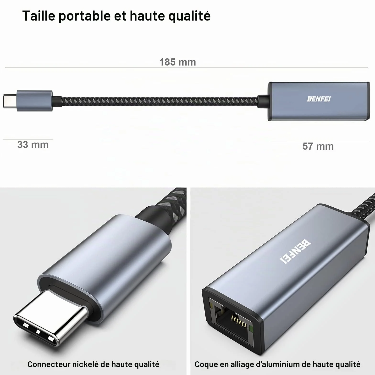 BENFEI Adaptateur USB-C vers Ethernet RJ45 LAN pour MacBook Pro 2019/2018/2017, MacBook Air