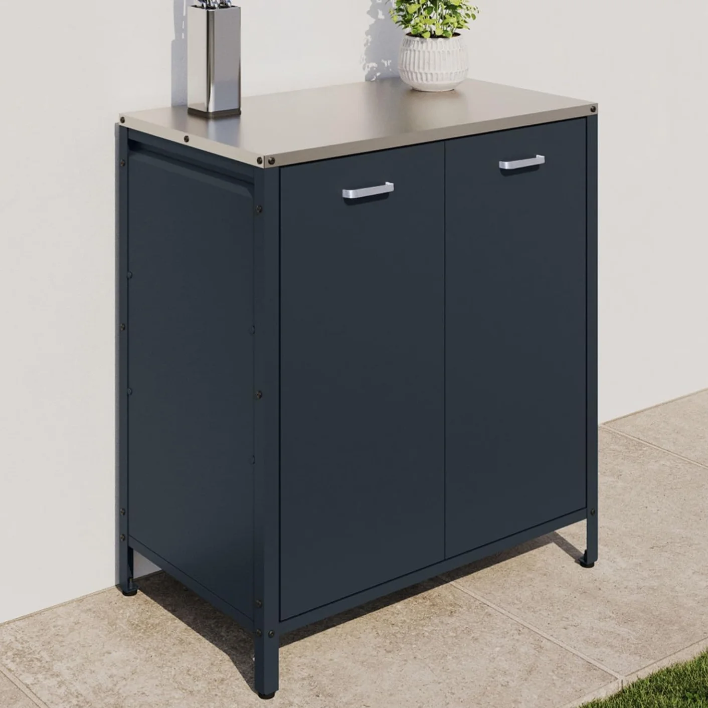 Meuble de Cuisine extérieure Pareo 2 Portes en Acier Gris Anthracite