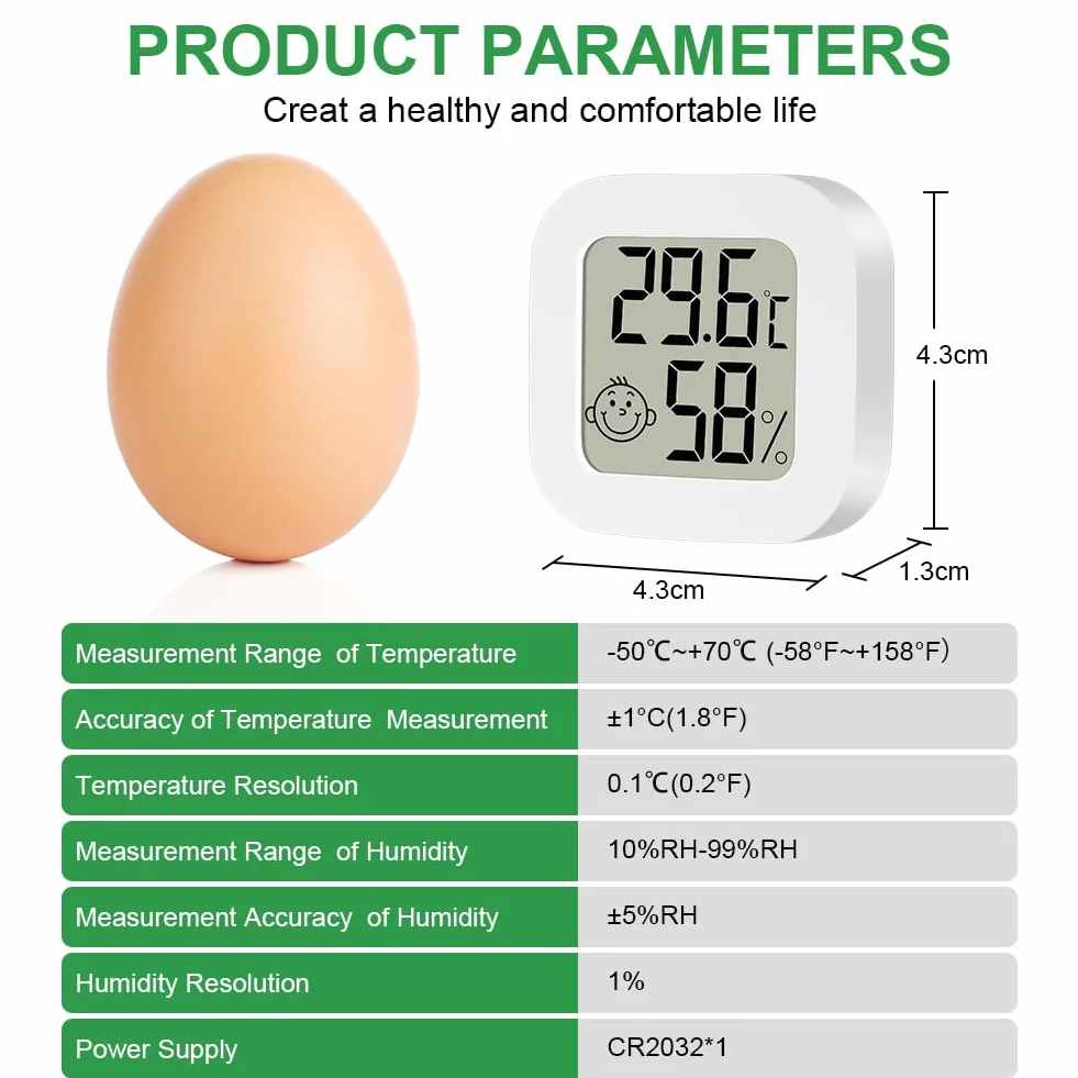 Ainiv Thermomètre Hygromètre Intérieur, Mini LCD Termomètre Maison, Moniteur de Température et Humidimètre, Blanc