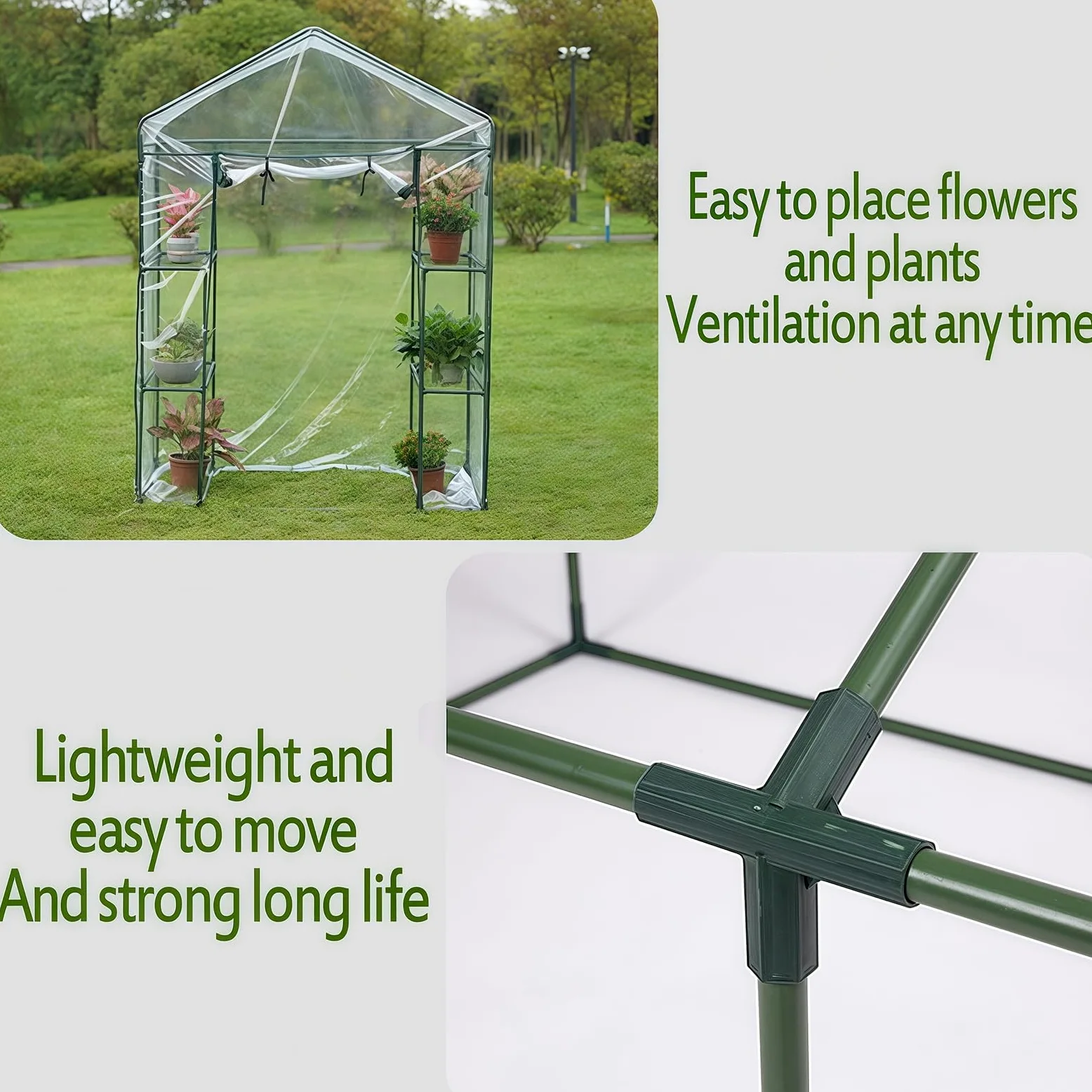 Serre D'extérieur, Petite Serre Botanique avec Portes, Bâche en PE Résistante, Parois Portables en Plastique pour D'intérieur et D'extérieur