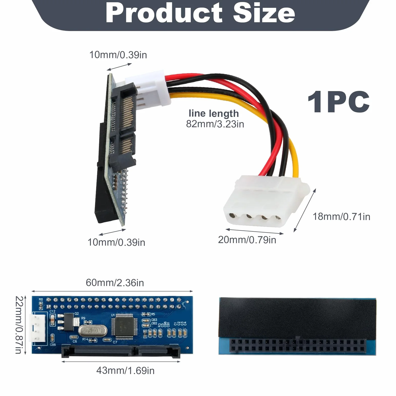 Adaptateur IDE SATA Convertisseur 40 Broches vers SATA Femelle pour Disque Dur 3,5"