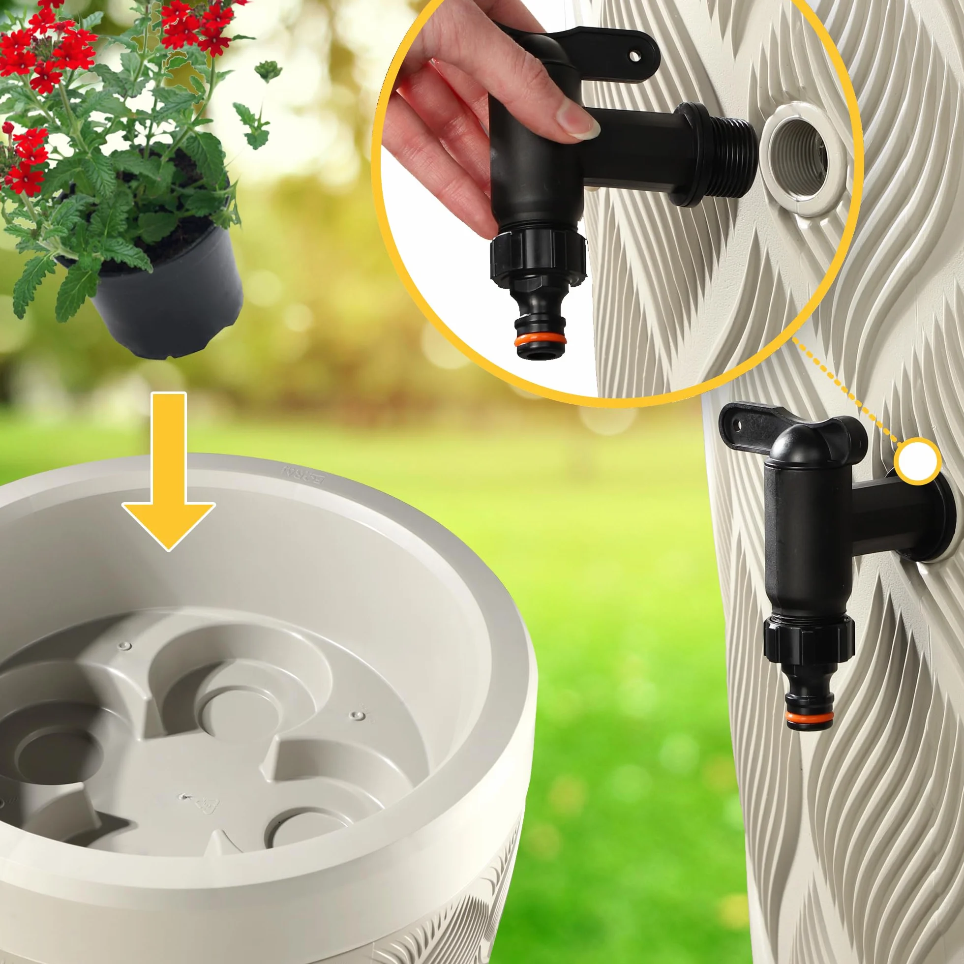 KADAX Récupérateur d'eau de Pluie 240 l Réservoir avec Robinet Résistant au Gel Crème