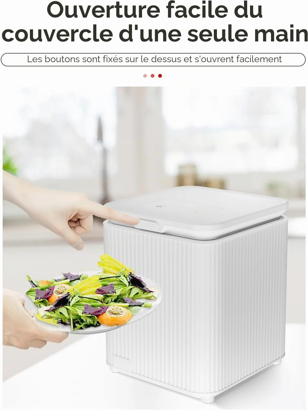SQUEEZE master Composteur électrique de 3,5 litres pour la cuisine, bac à compost intelligent pour déchets alimentaires, transforme les déchets alimentaires en engrais de compost, blanc