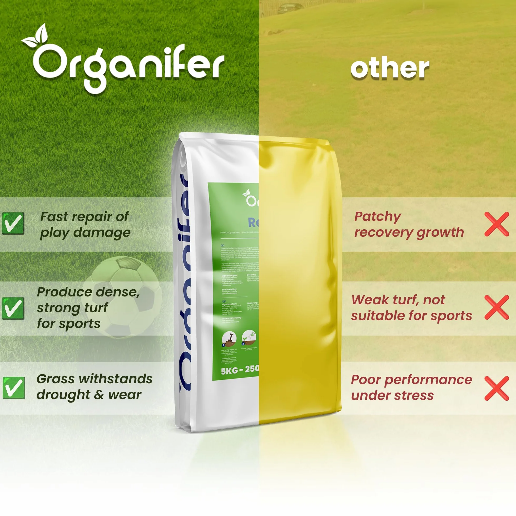 Organifer Graines De Gazon À Germination Rapide 1 Kg 50 M2 Pelouses Sportives
