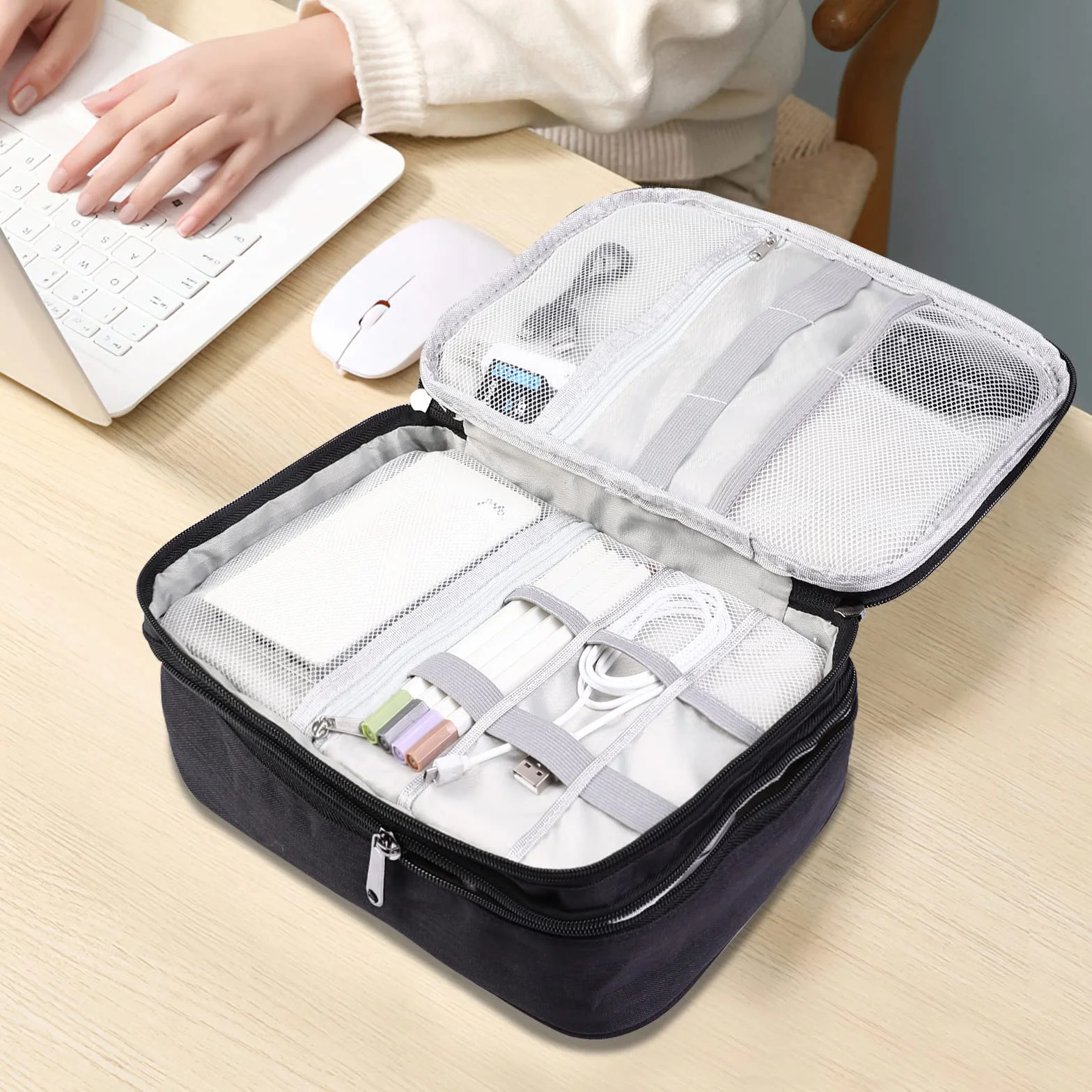 Sac Câble Multifonctionnel Universel pour Voyage Électronique Cable Management Tablette Disque Dur Externe Chargeur Adaptateurs